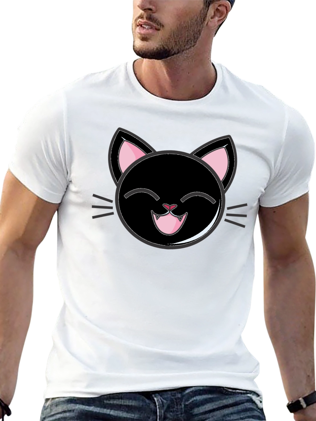 Cute Cartoon Black Cat T-Shirt