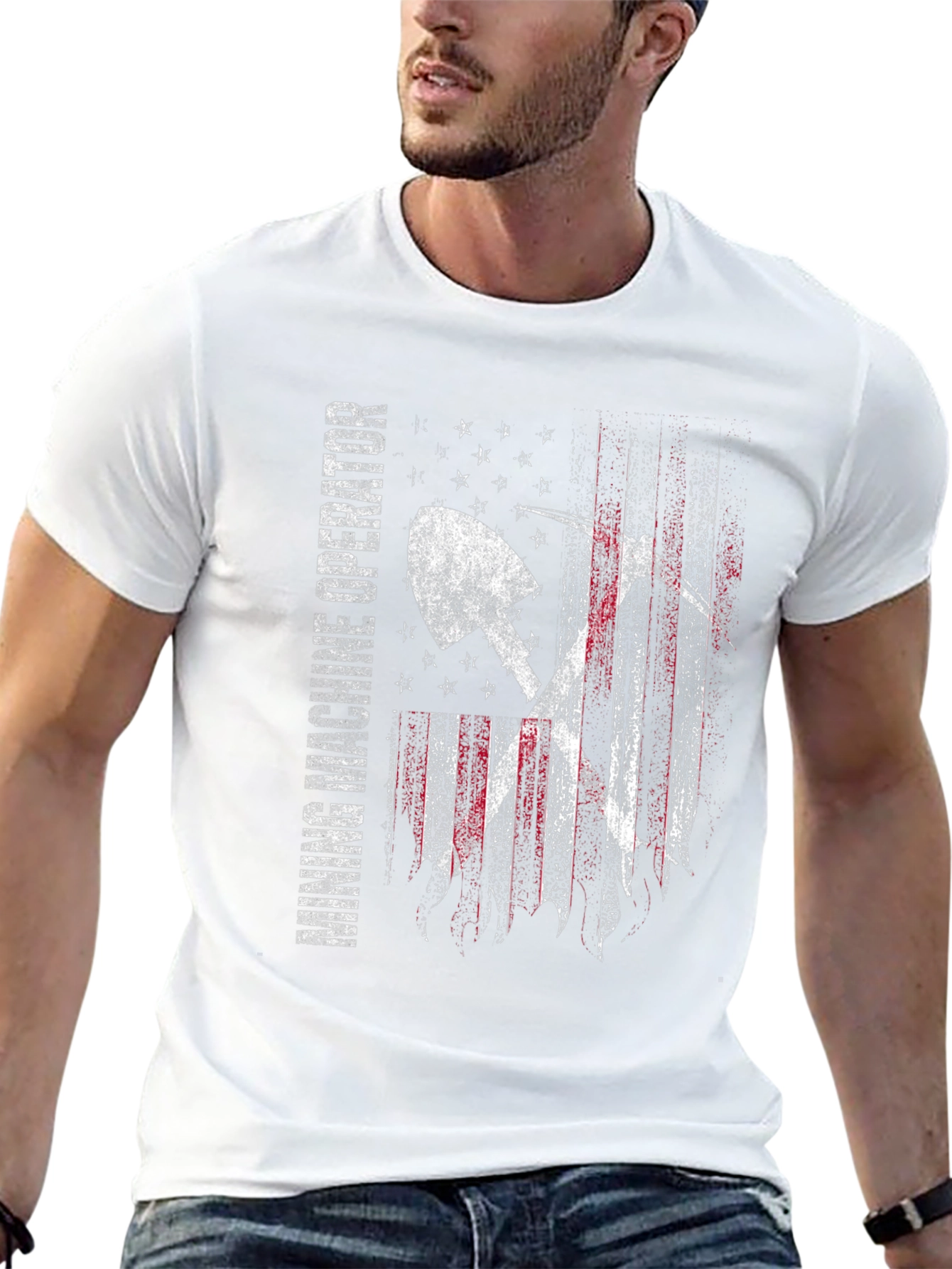 Mining Machine Operator USA Flag T-Shirt
