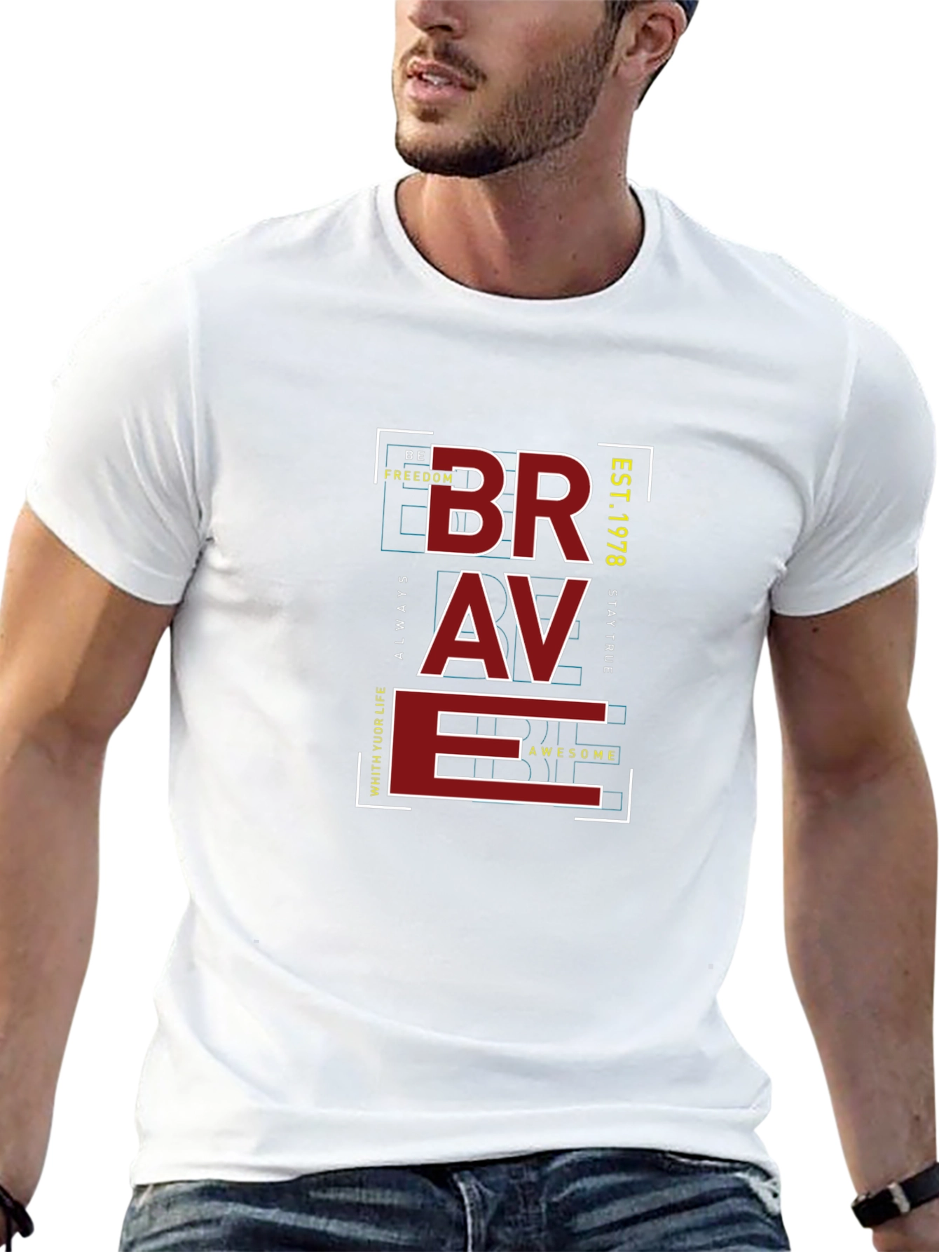 Brave Graphic Print T-Shirt - Mens Casual Tee