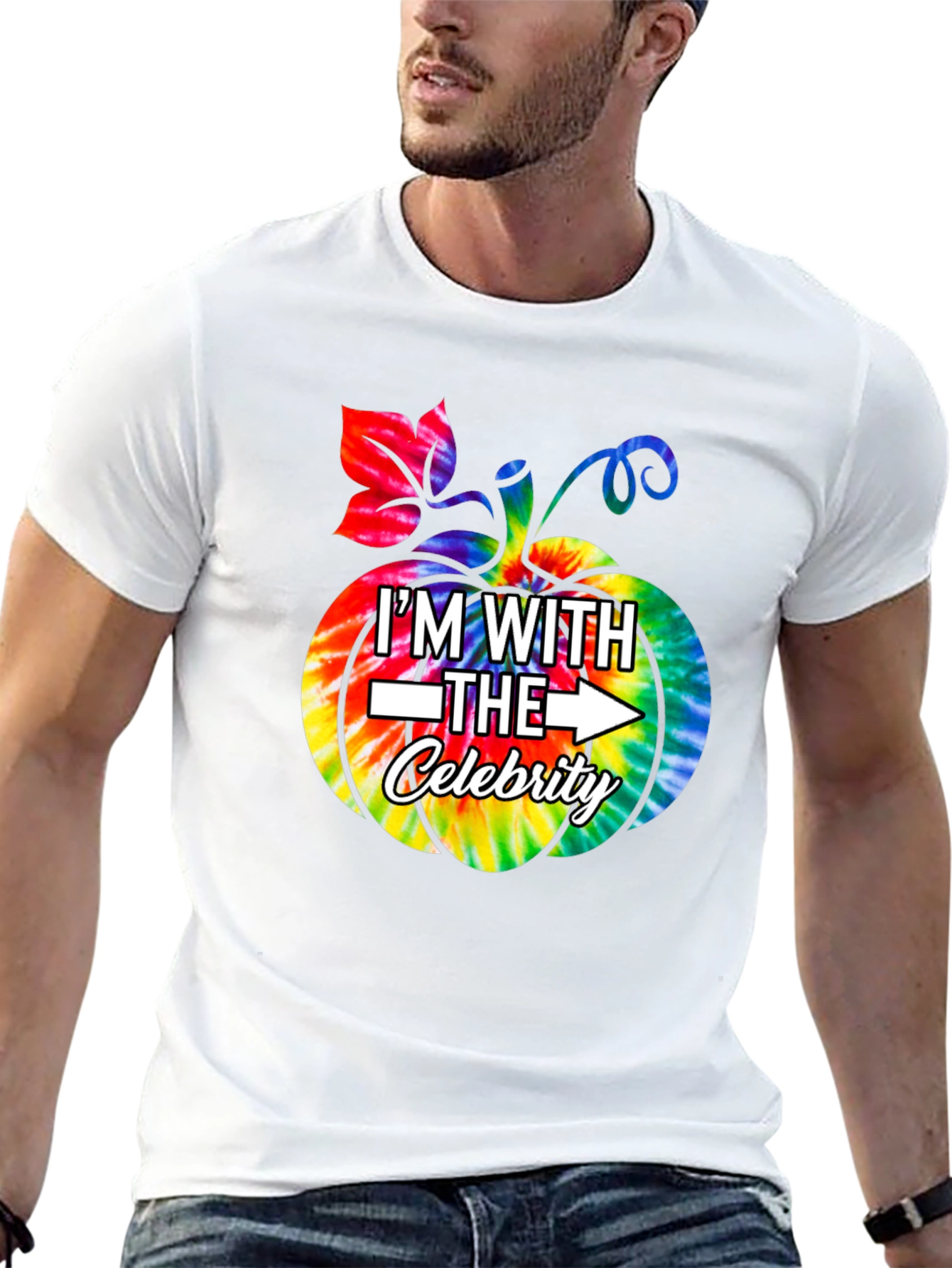 Im With The Celebrity Tie-Dye Pumpkin Graphic T-Shirt