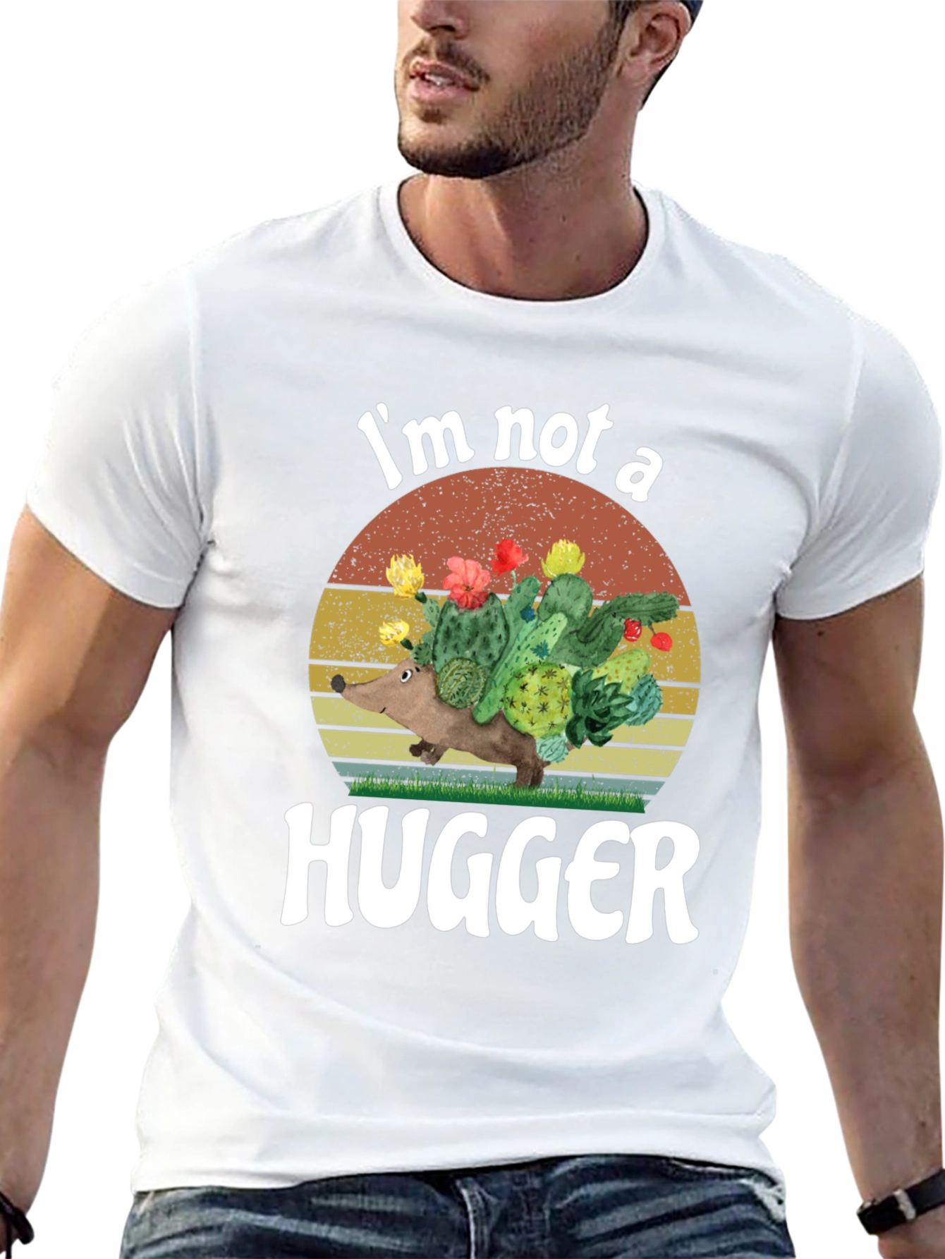 Im Not A Hugger T-Shirt Funny Cactus Graphic Tee