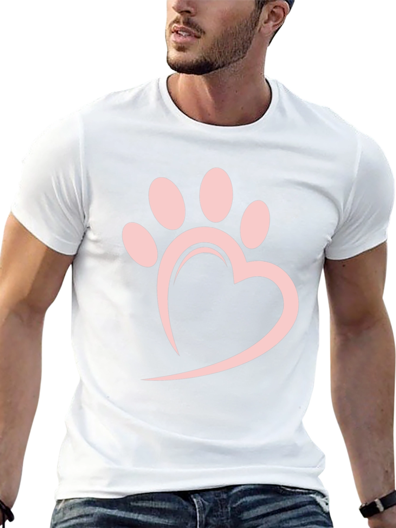 Heart Paw Print Black T-Shirt
