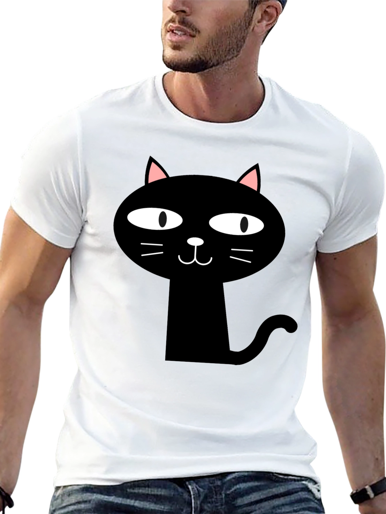 Black Cat Graphic Tee - Mens Casual T-Shirt