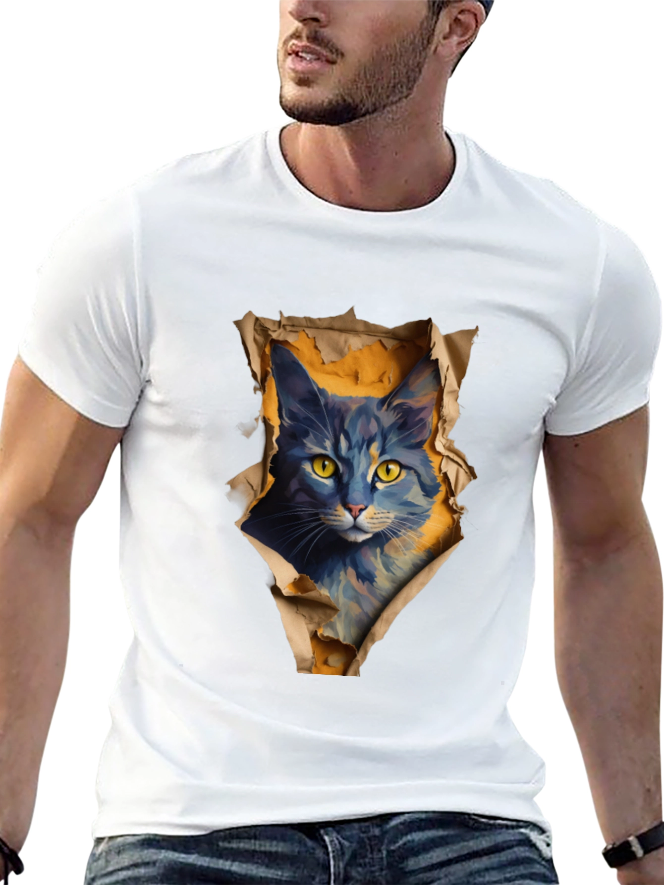 Cat Graphic Black T-Shirt
