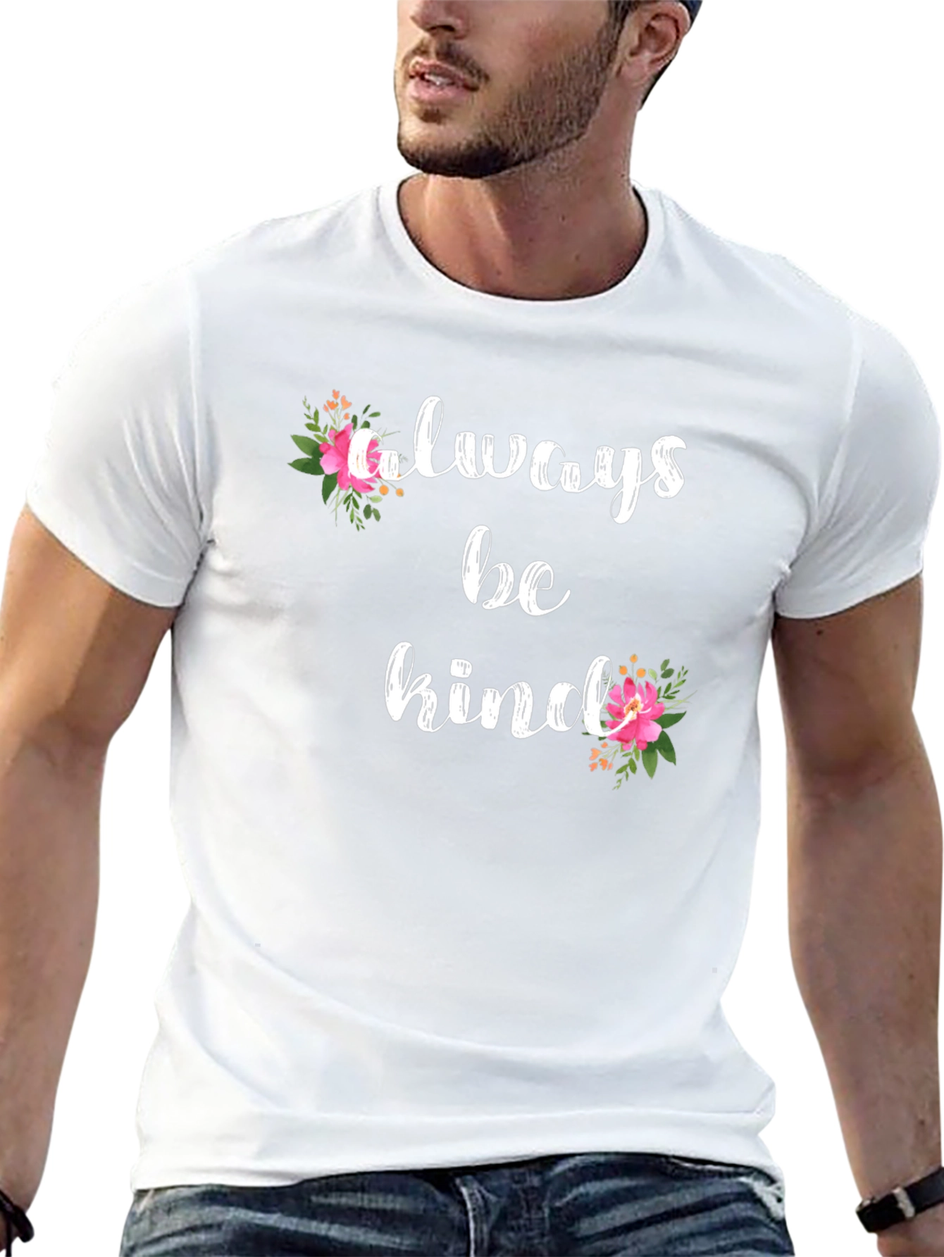 Always Be Kind Floral Graphic Tee - Black