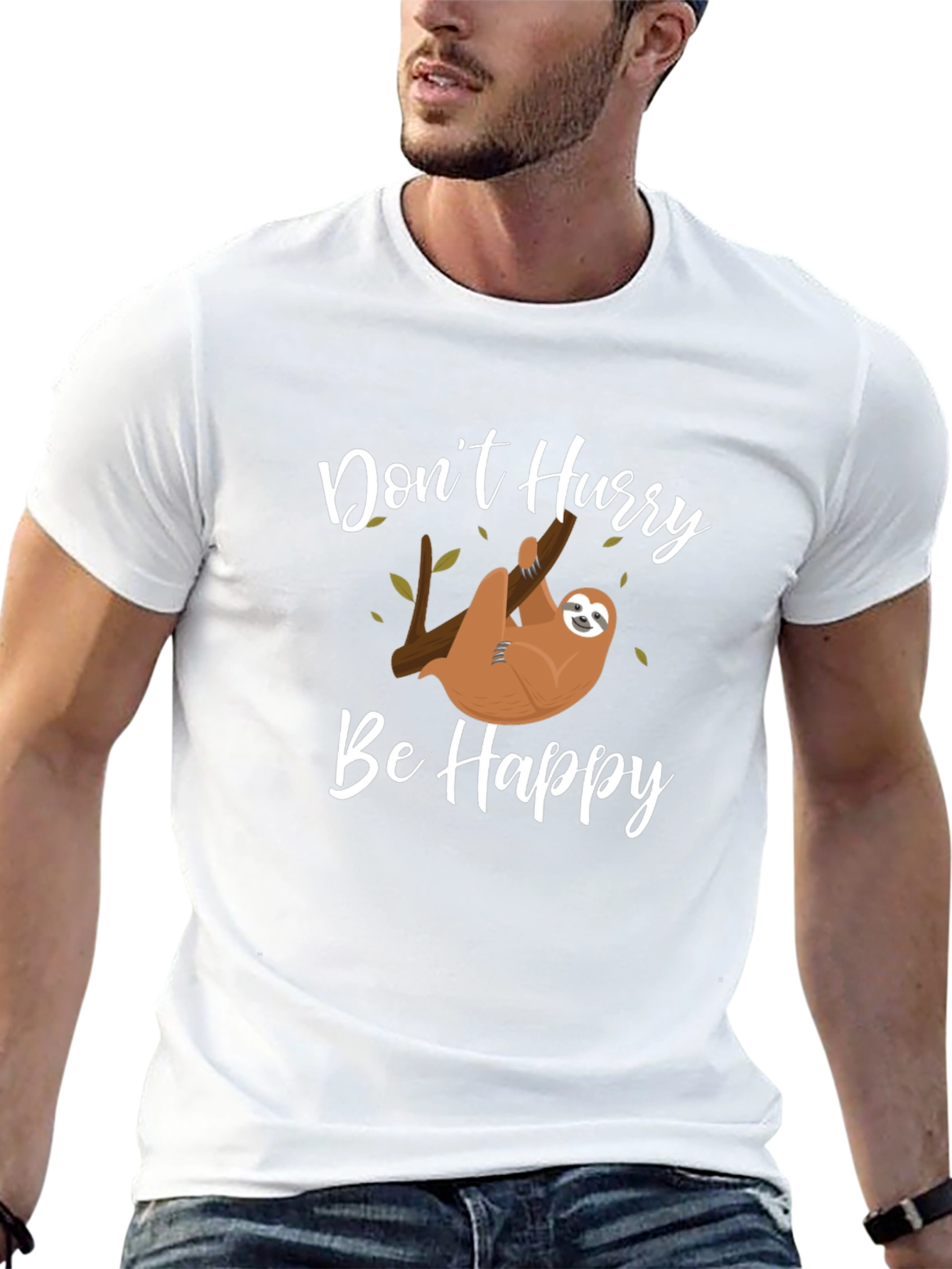 Dont Hurry Be Happy Sloth Graphic T-Shirt