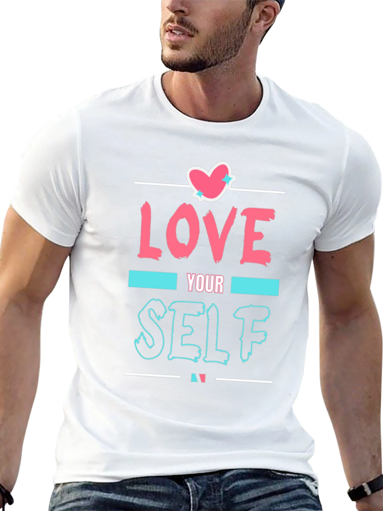 Love Yourself Graphic Print Tee - Black