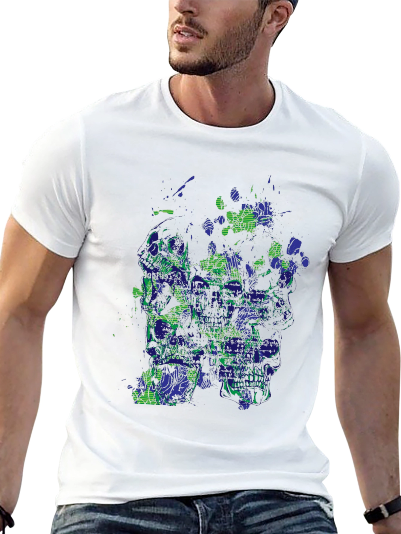Abstract Skull Graphic Print Black T-Shirt