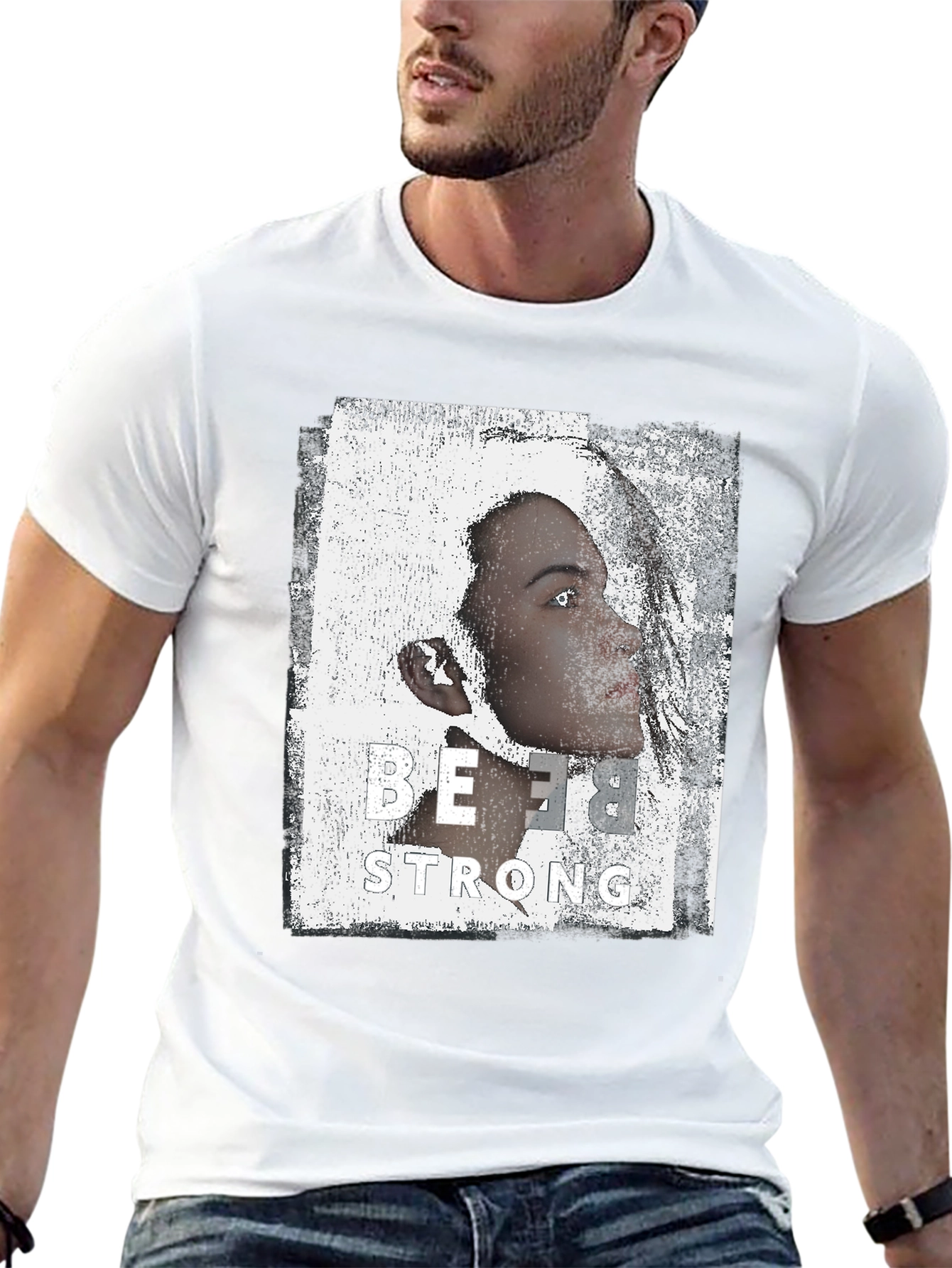 Be Strong Graphic Print Black T-Shirt