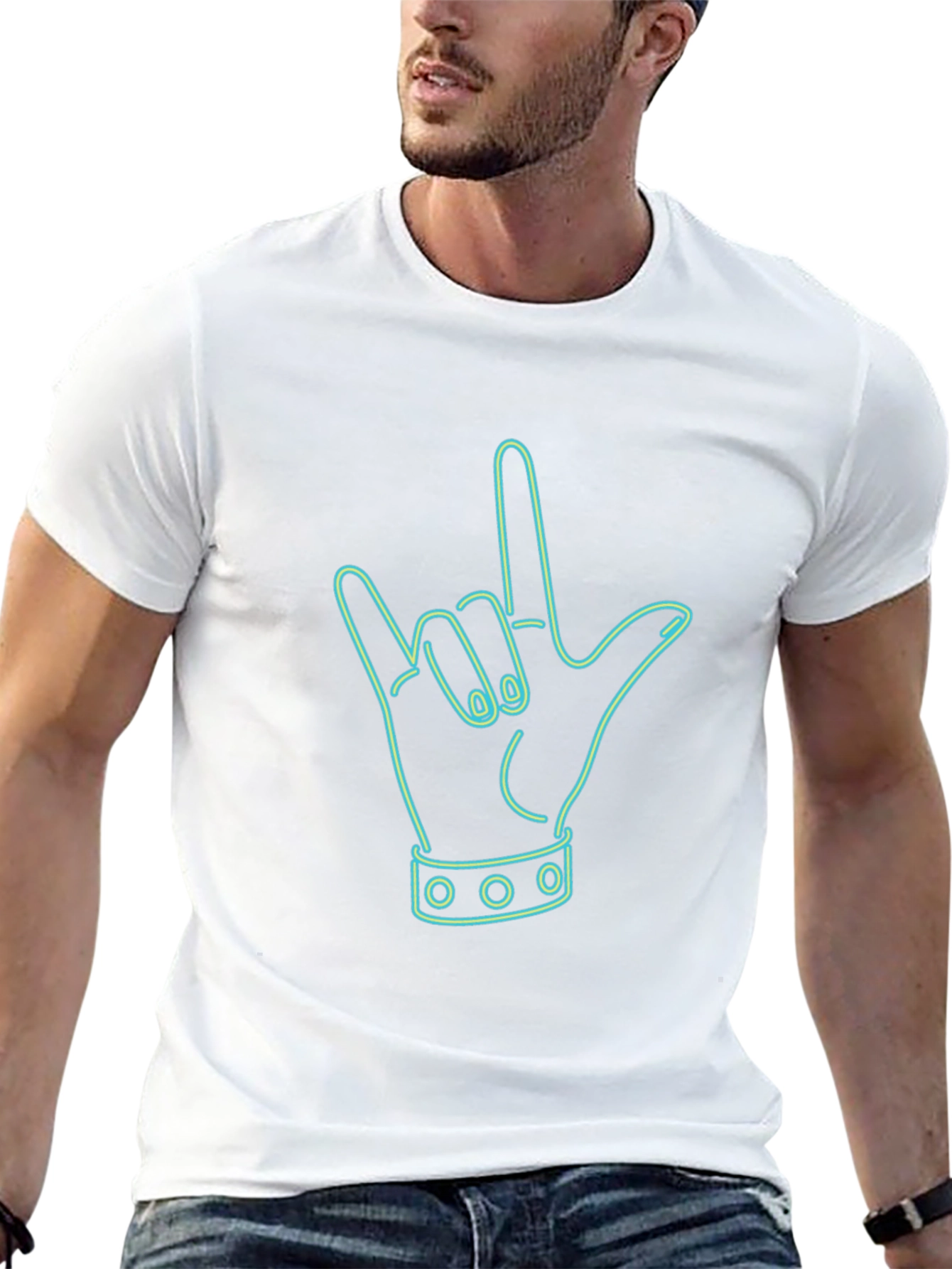 Rock On Hand Graphic Tee - Black