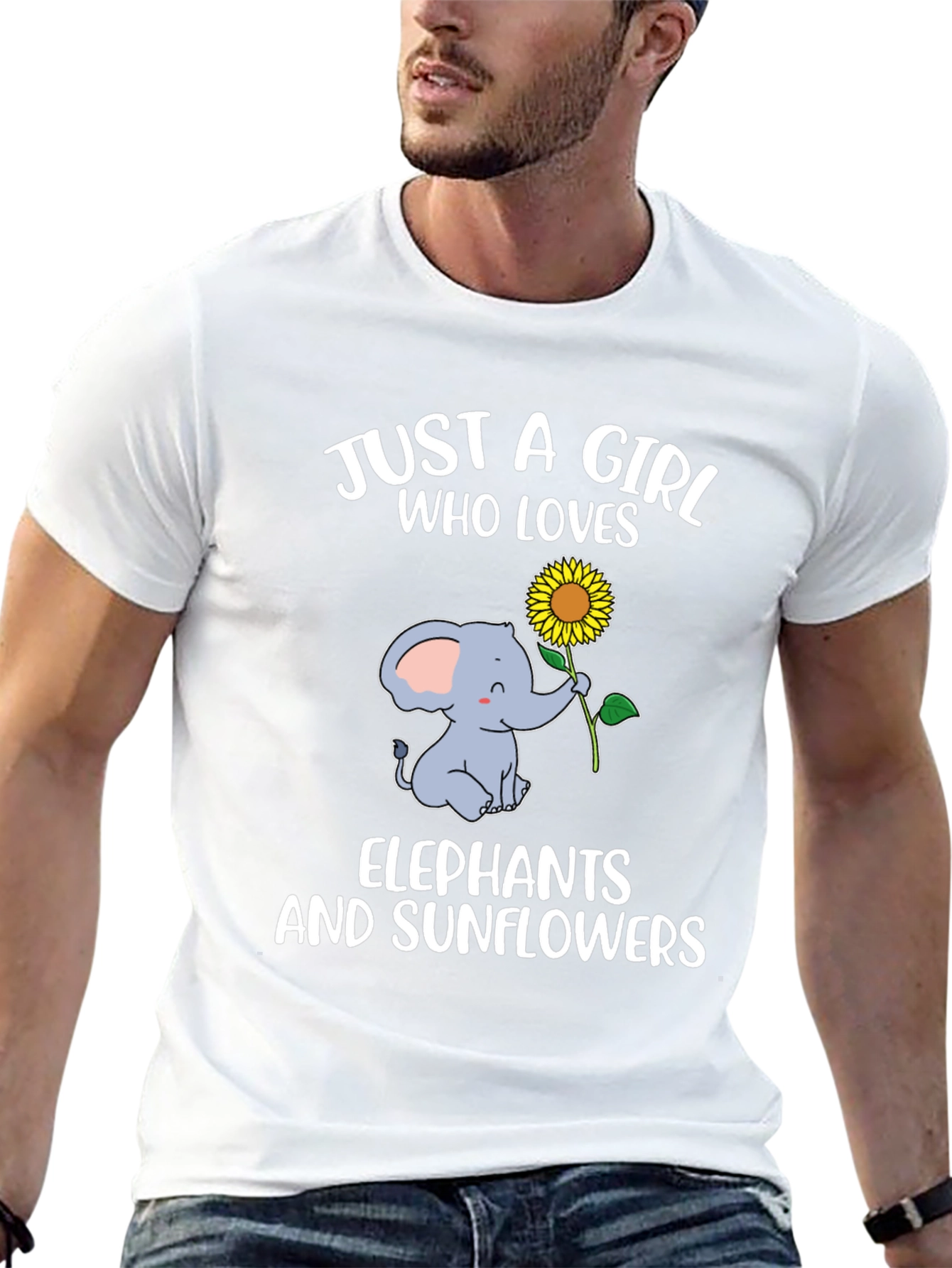 Girl Loves Elephants & Sunflowers T-Shirt
