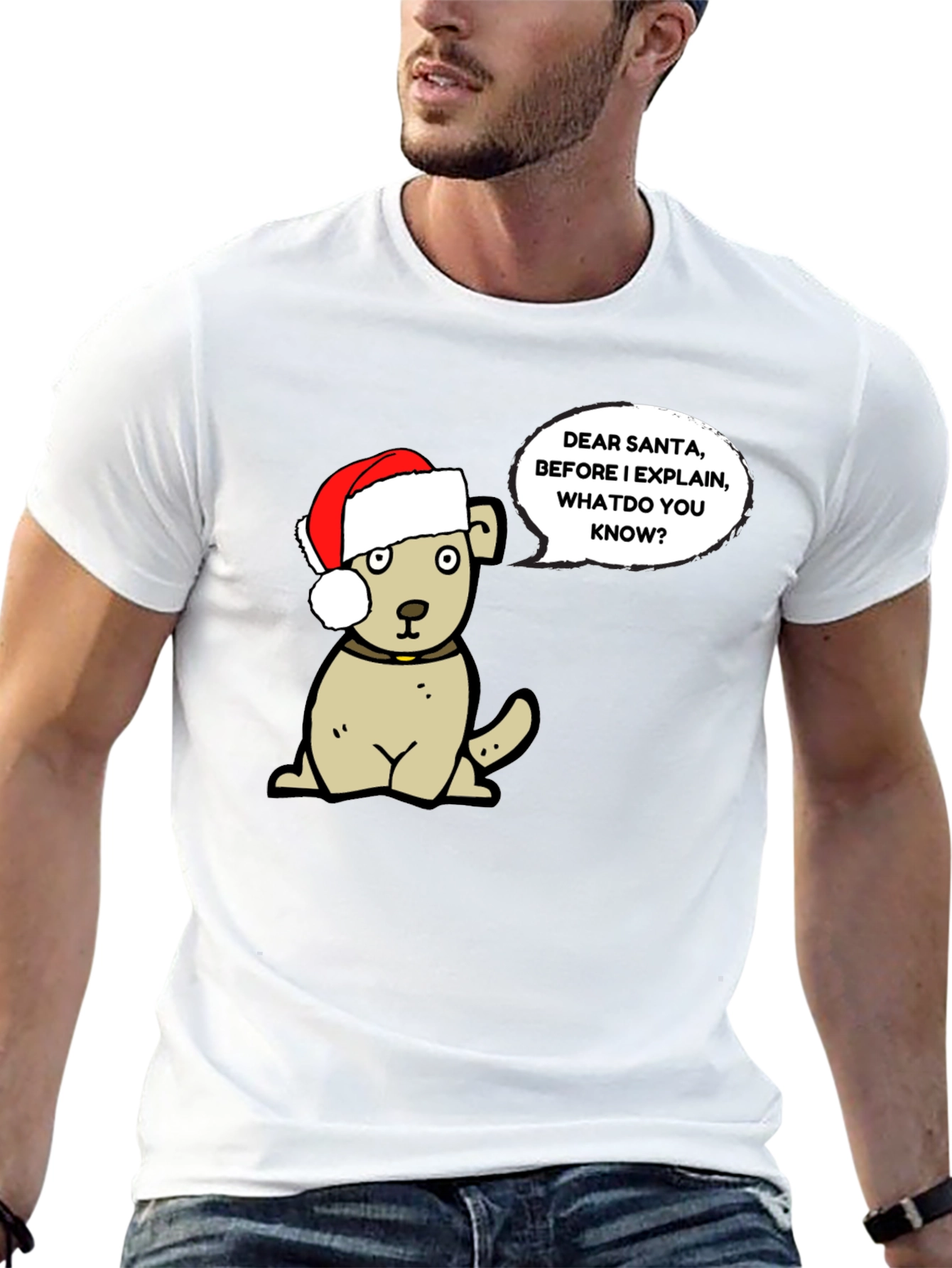 Dear Santa Dog Graphic T-Shirt - Holiday Fun!