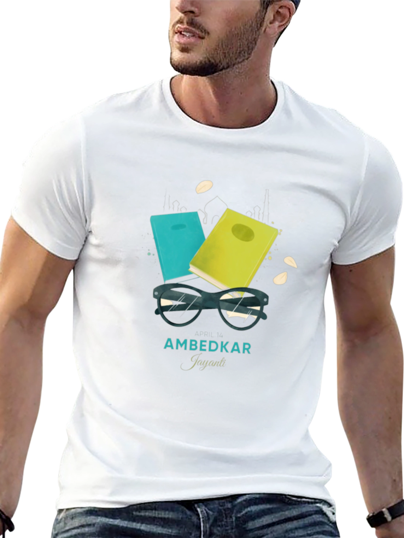 Ambedkar Jayanti T-Shirt - Book & Glasses Design