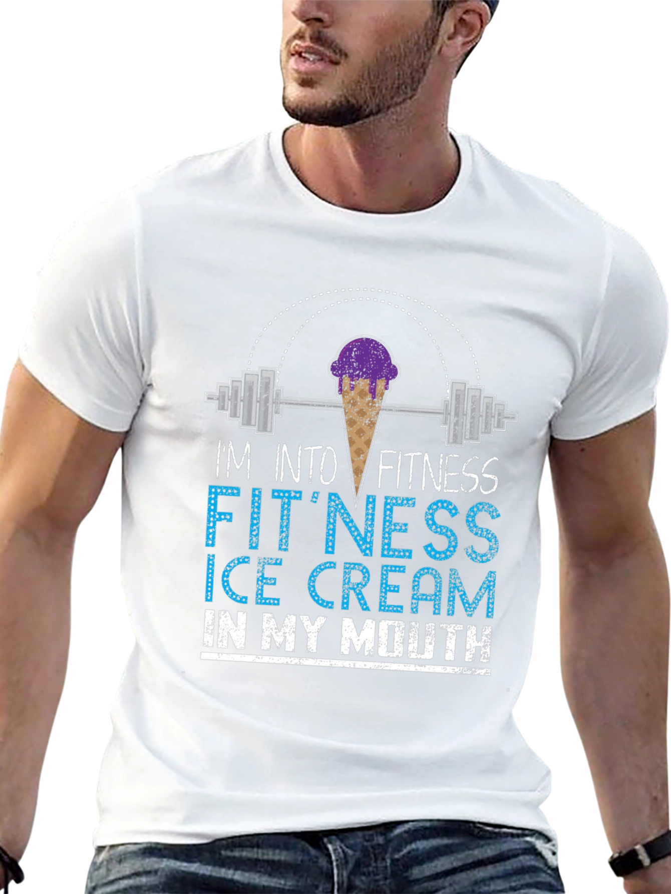 Fitness Ice Cream Mens Graphic T-Shirt
