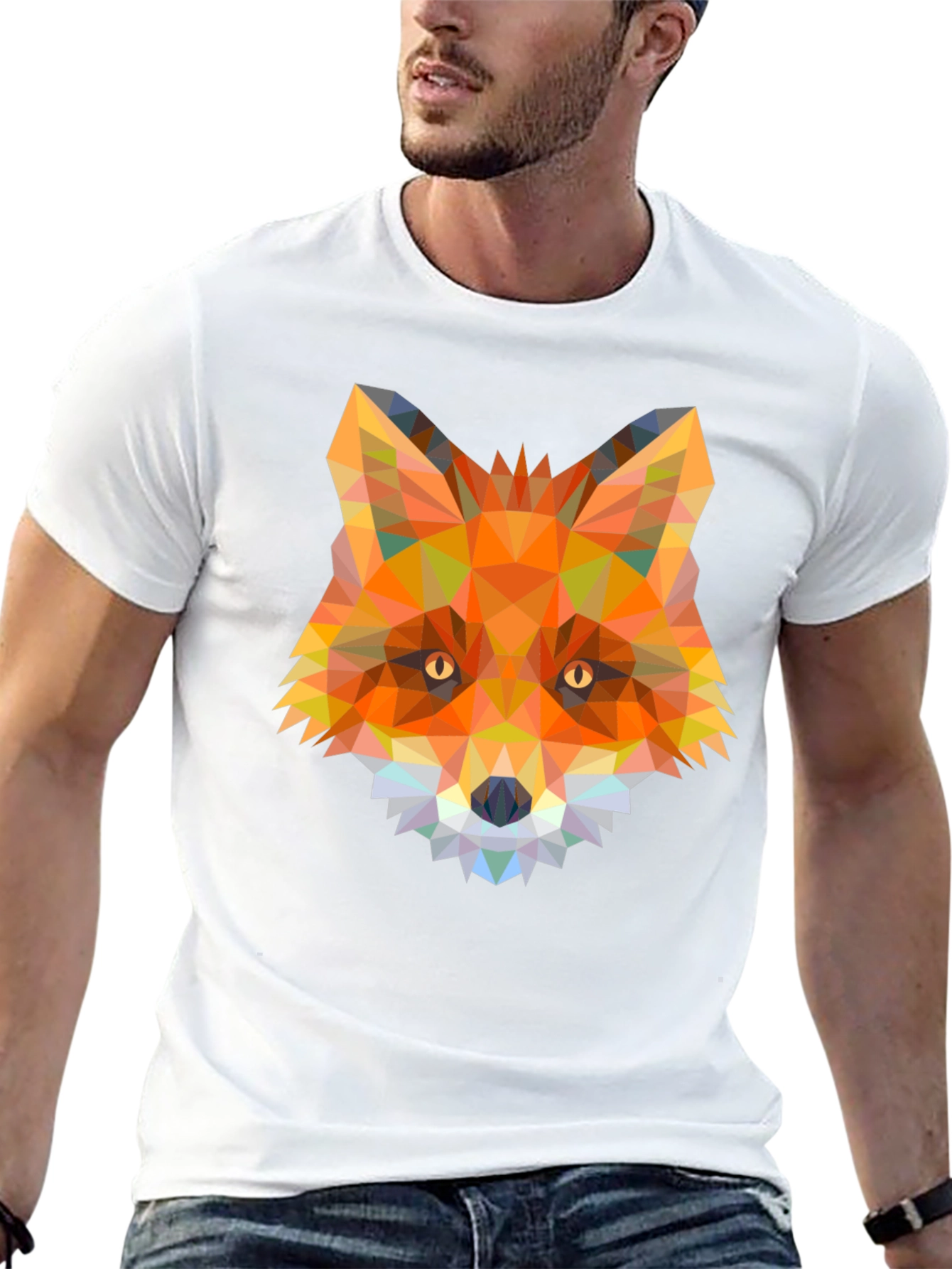Geometric Fox Graphic T-Shirt - Modern Animal Tee