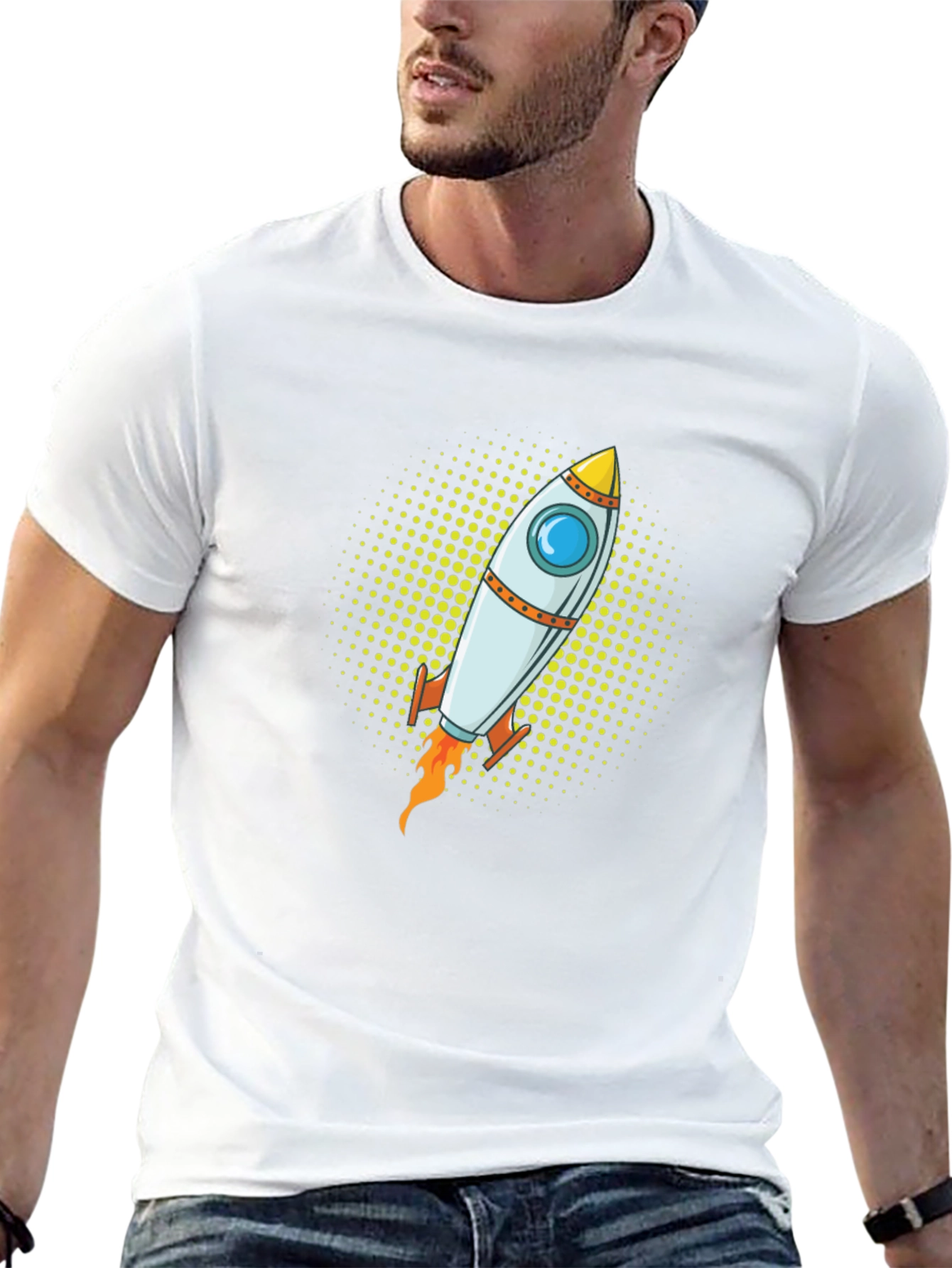 Rocket Graphic Tee - Black Cotton T-Shirt