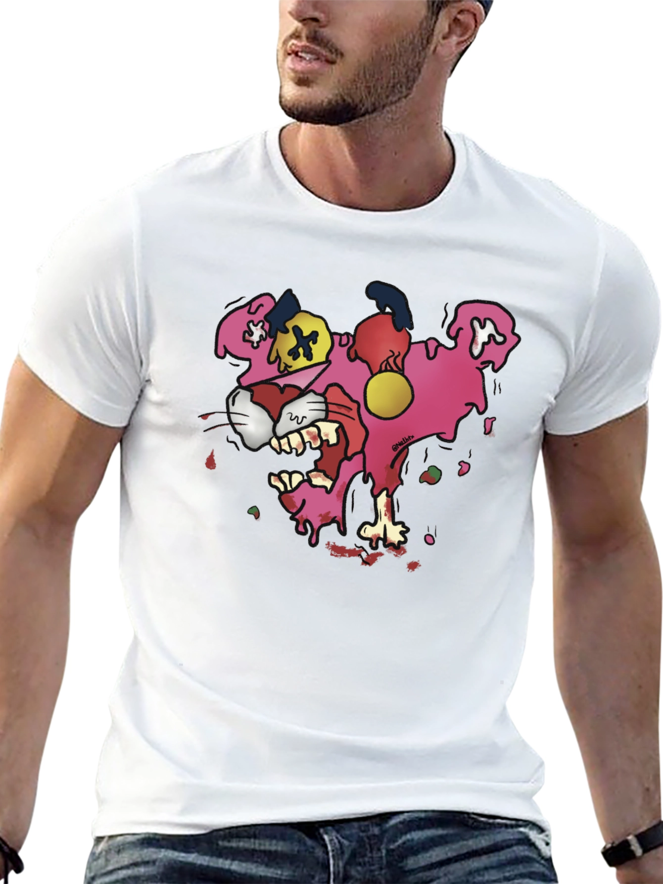 Cartoon Pink Panther Graphic T-Shirt