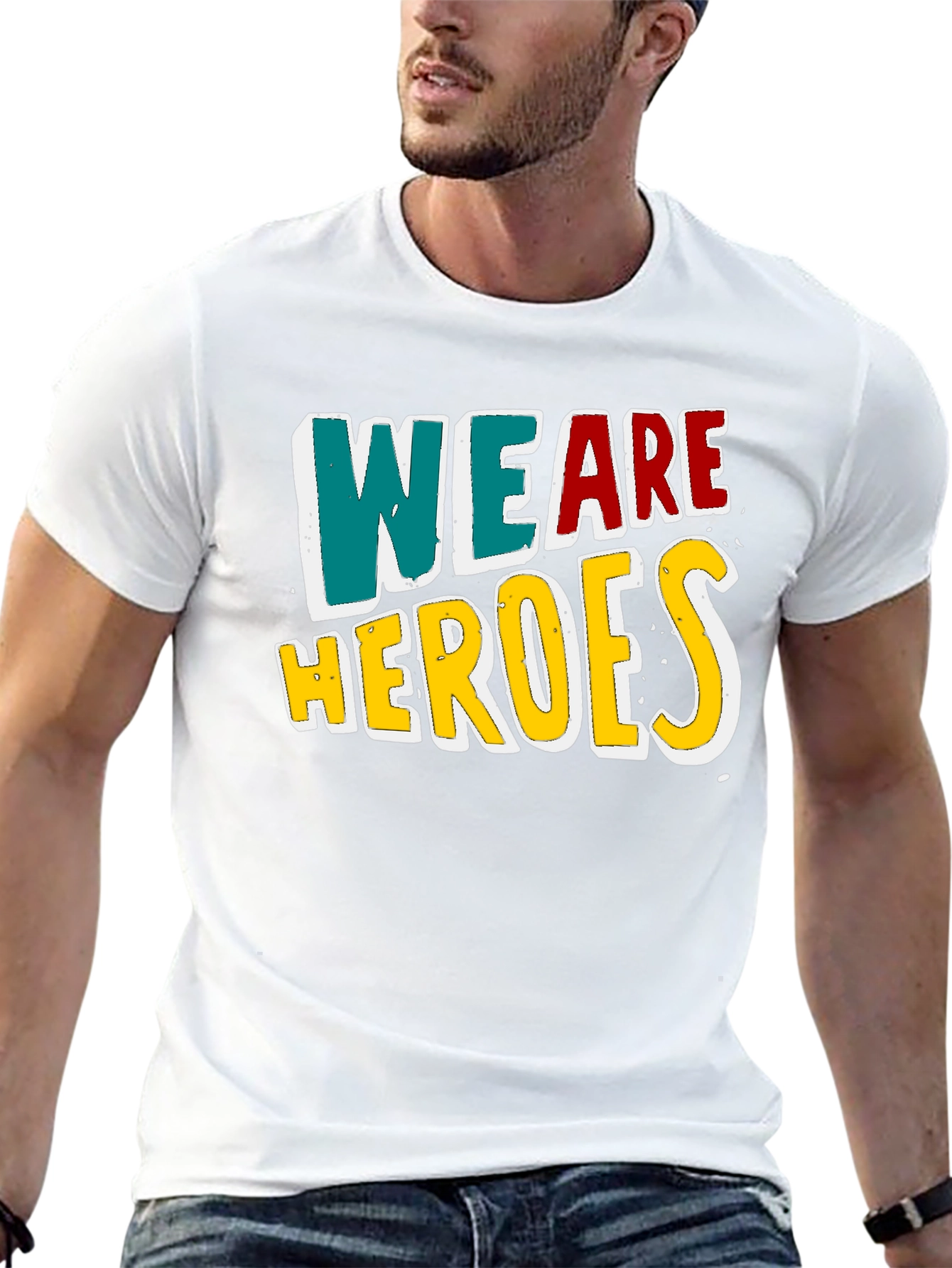 We Are Heroes Graphic Print Black T-Shirt