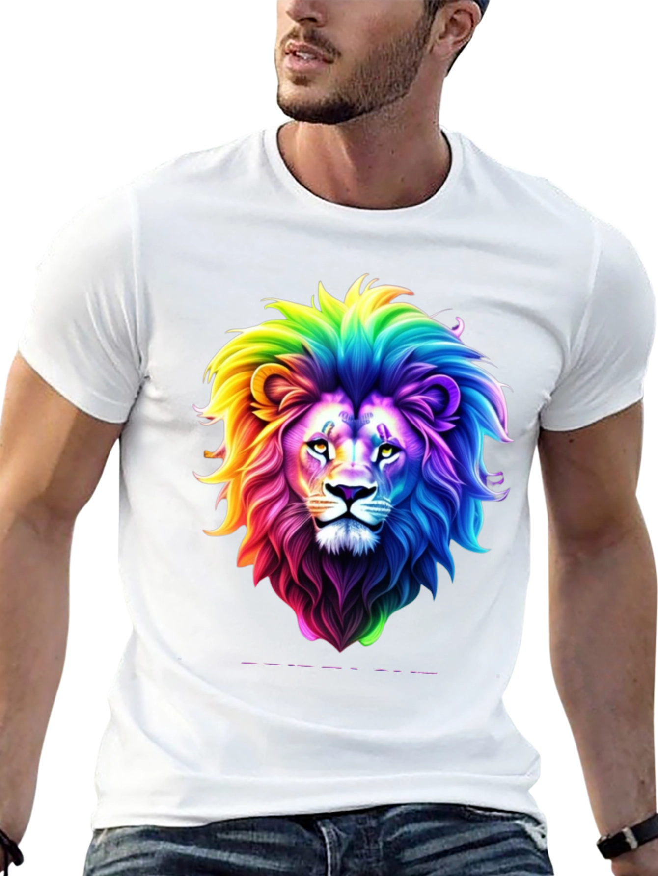 Rainbow Lion Graphic Tee - Bold Black T-Shirt