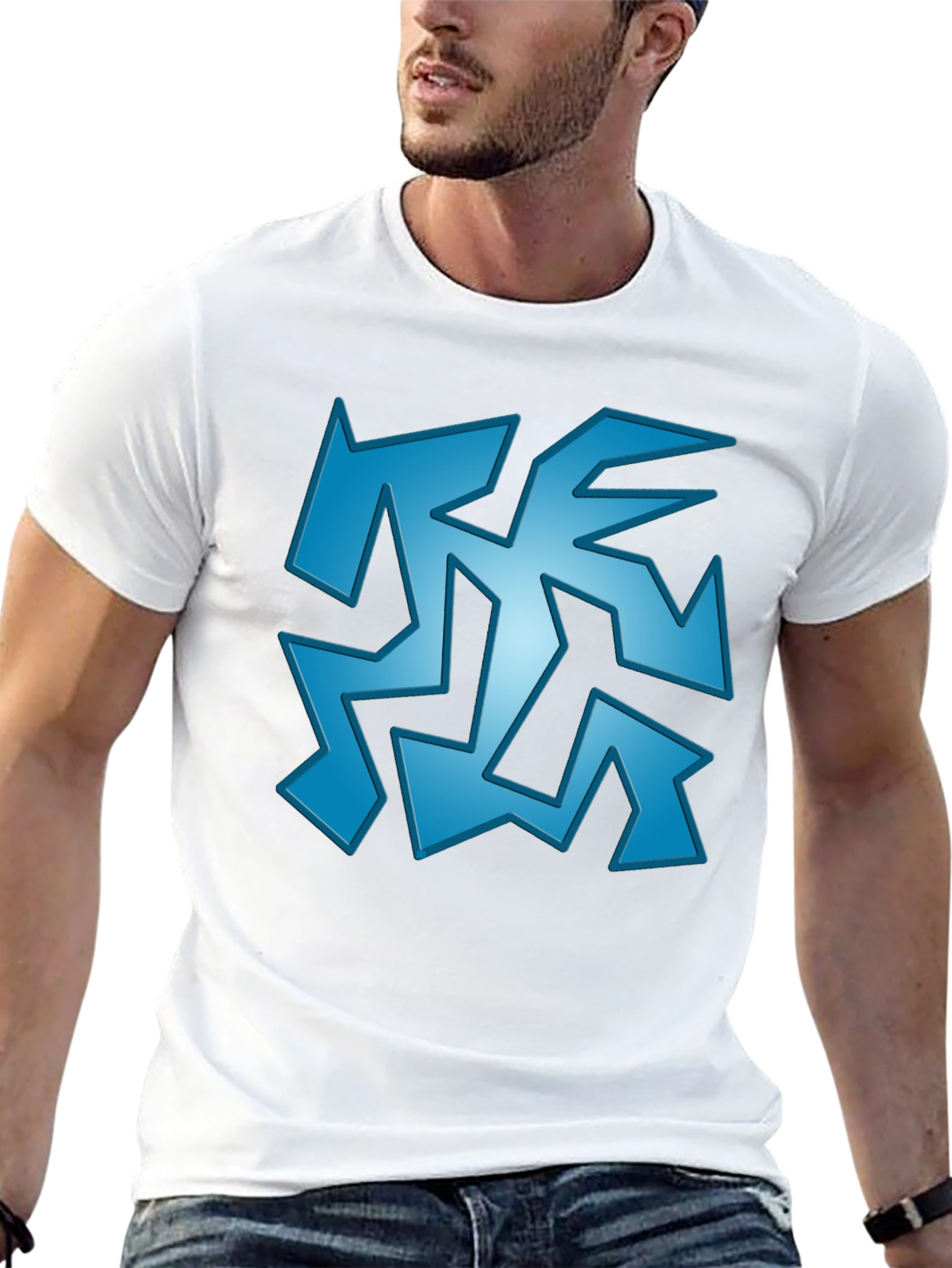 Abstract Geometric Graphic Print Black T-Shirt