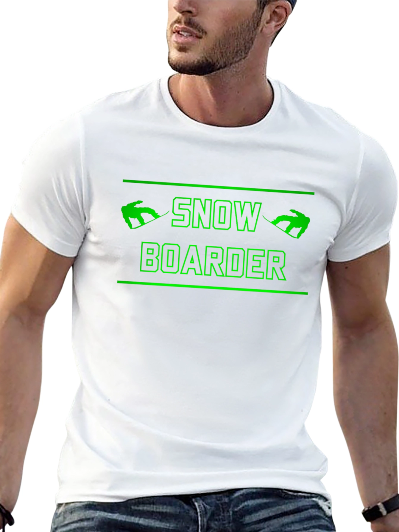 Snowboarder Graphic Tee - Black Cotton Casual Shirt