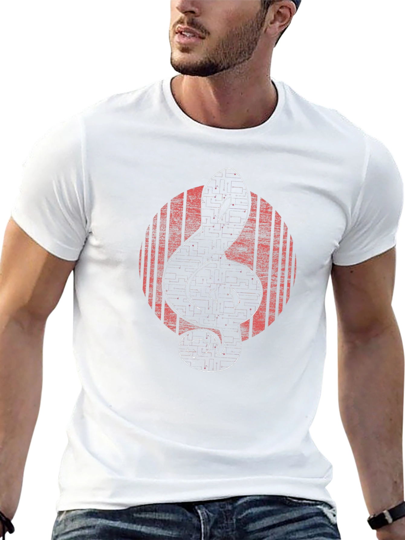 Retro Music Treble Clef Graphic T-Shirt