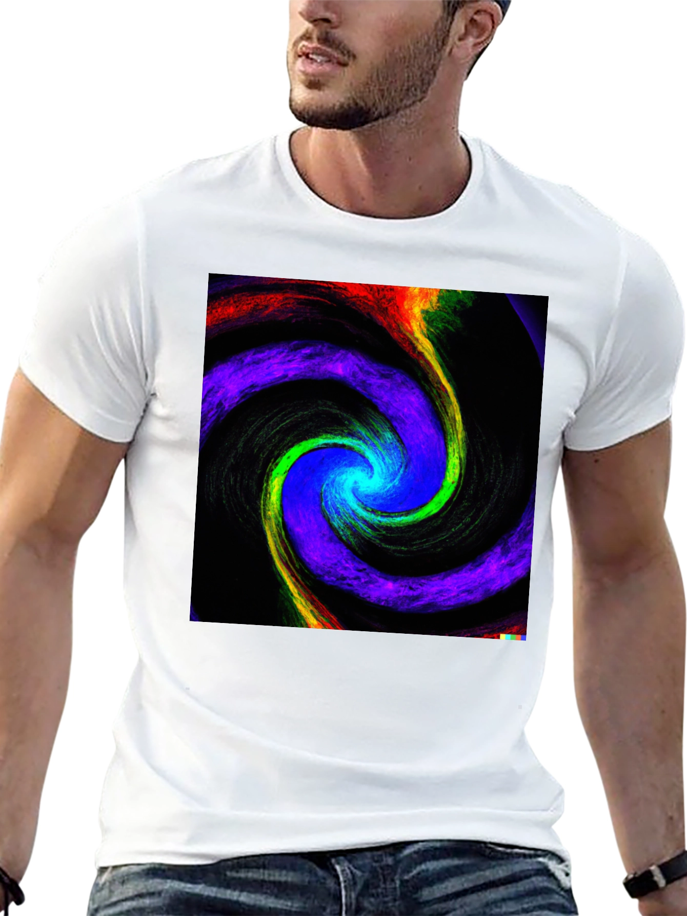 Cosmic Swirl Graphic Tee - Black