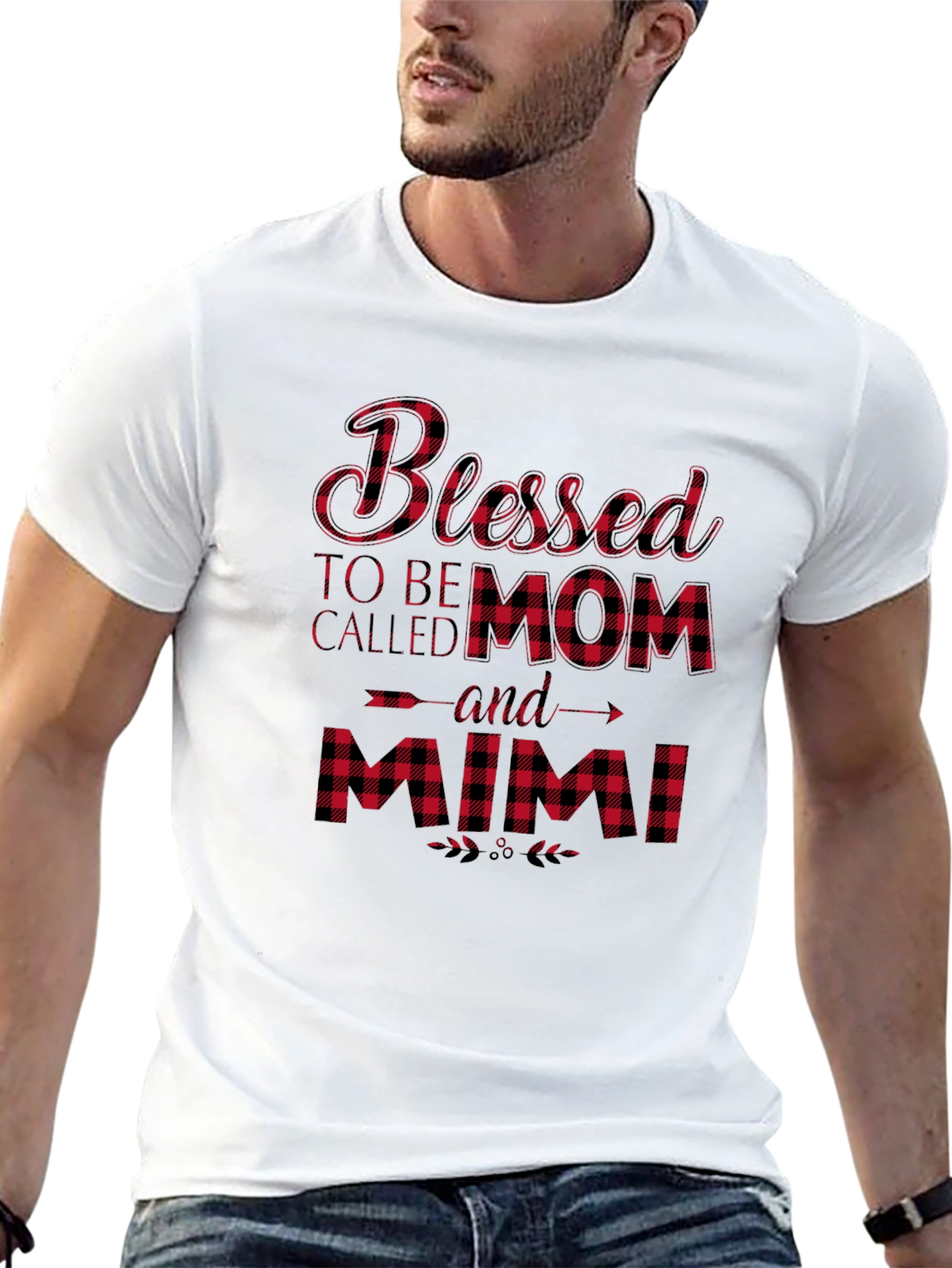 Blessed Mom & Mimi Buffalo Plaid Graphic Tee
