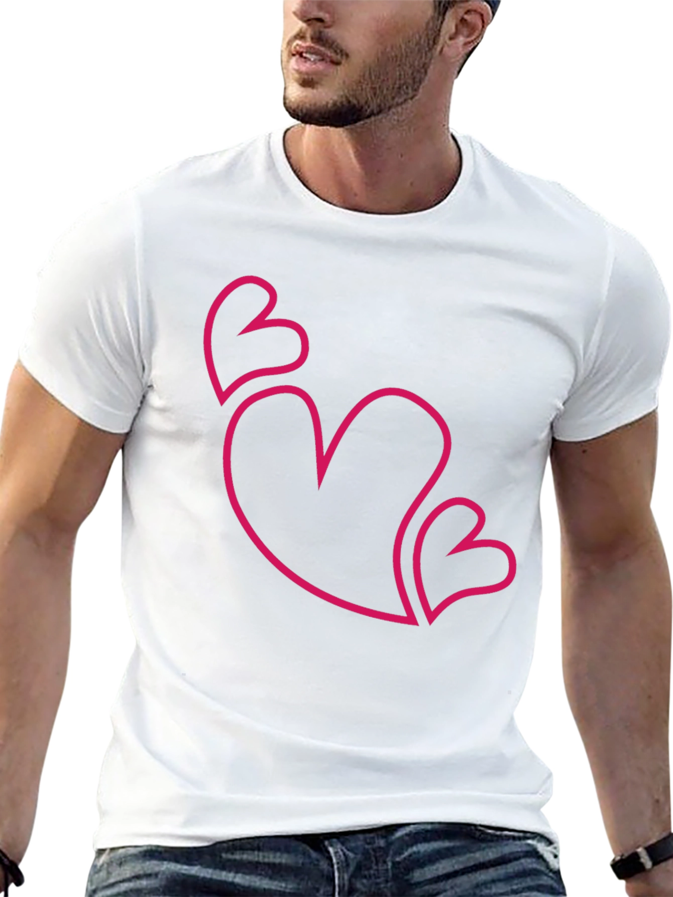 Love Heart Outline Graphic T-Shirt - Black