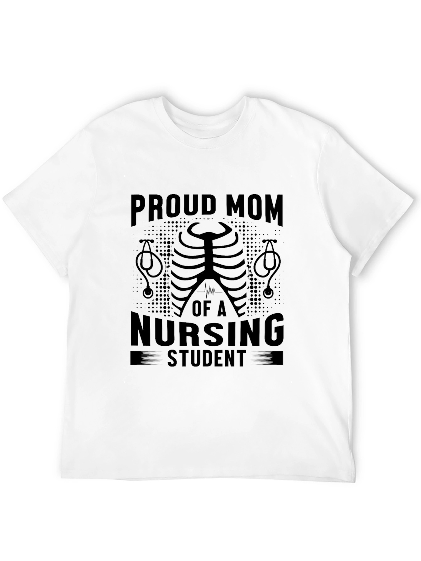 Proud Mom Nursing Student Black Graphic T-Shirt