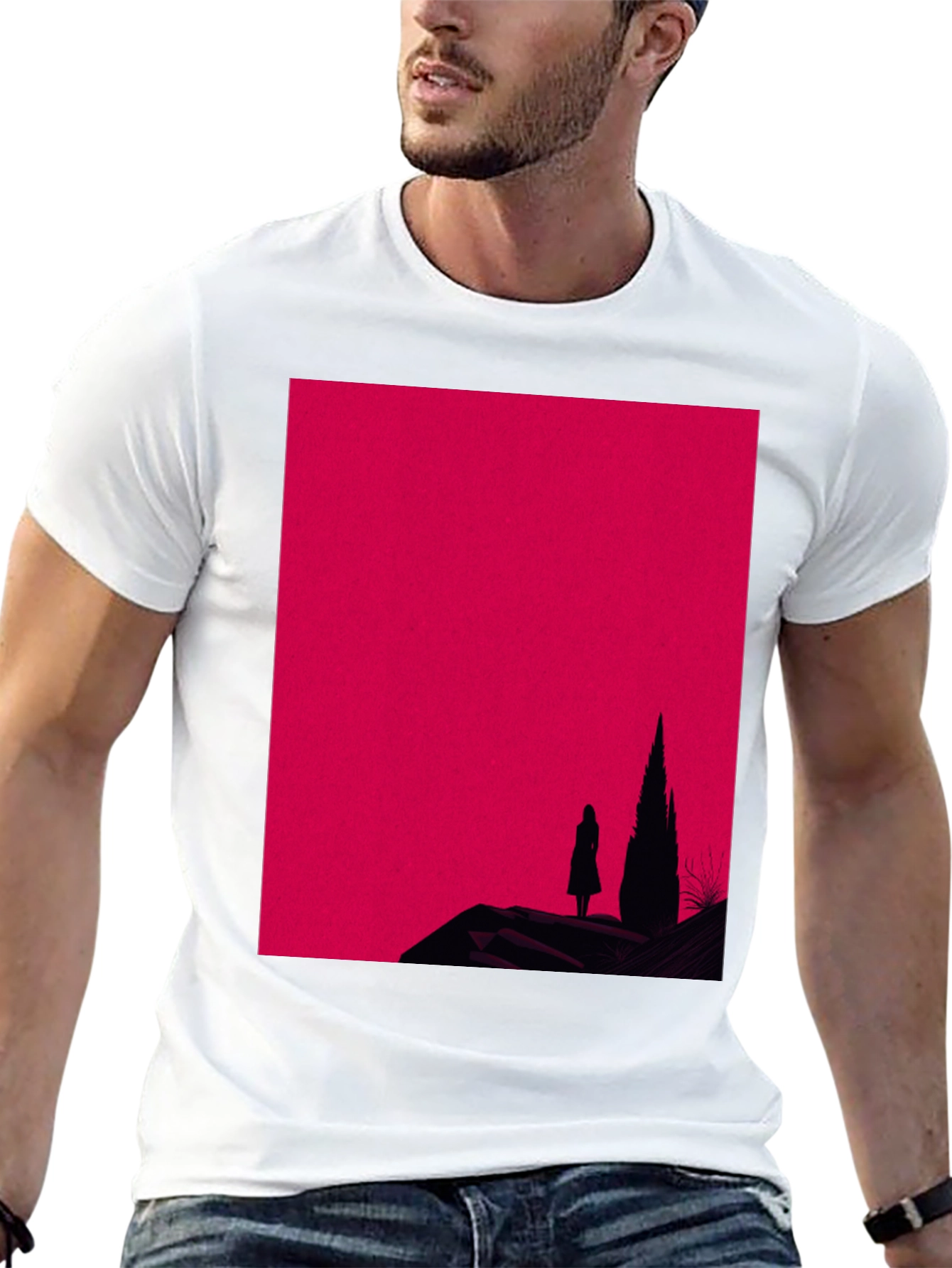 Silhouette Graphic Tee - Gothic Red Mountain Print