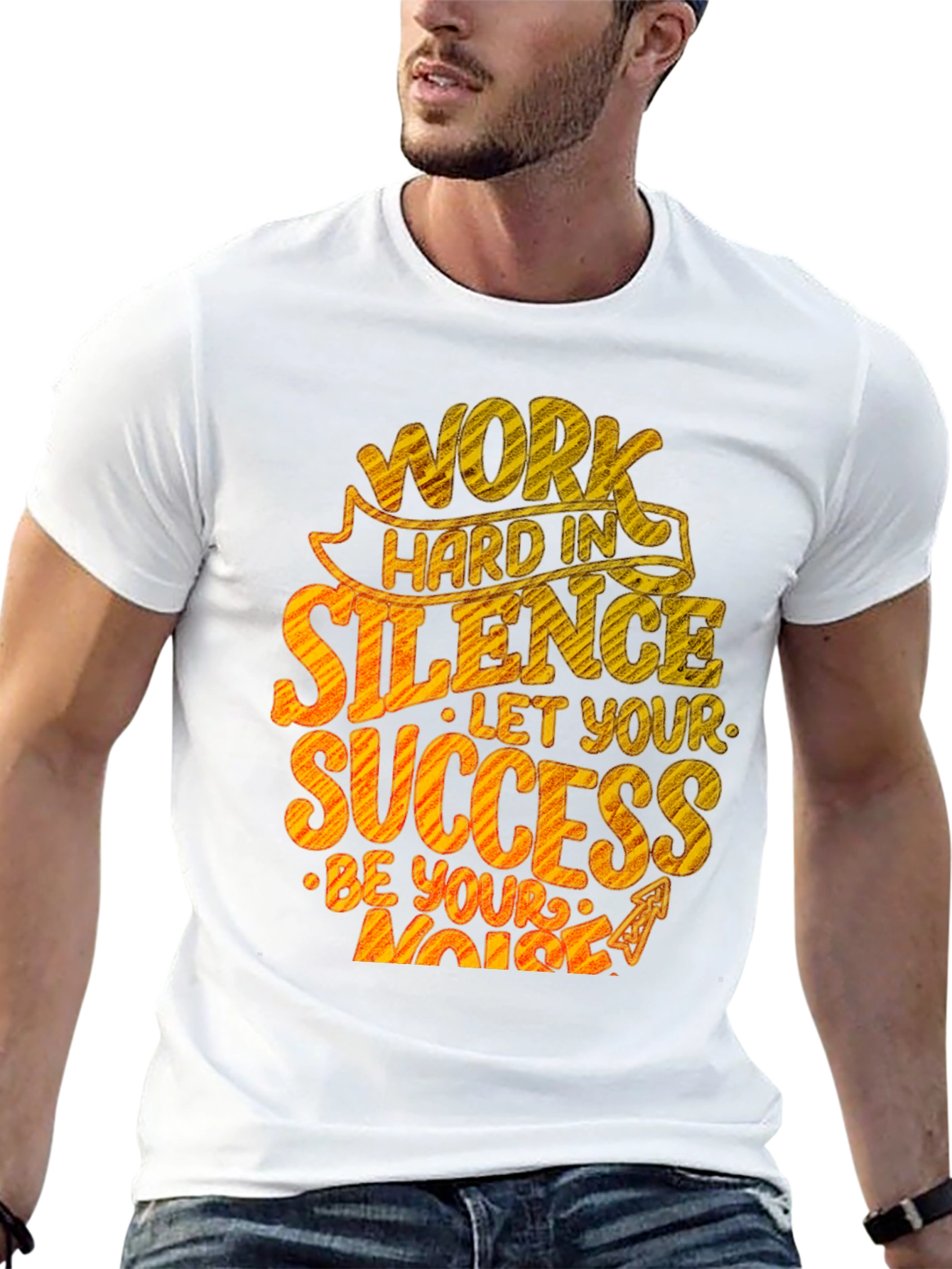 Inspirational Work Hard in Silence Graphic T-Shirt