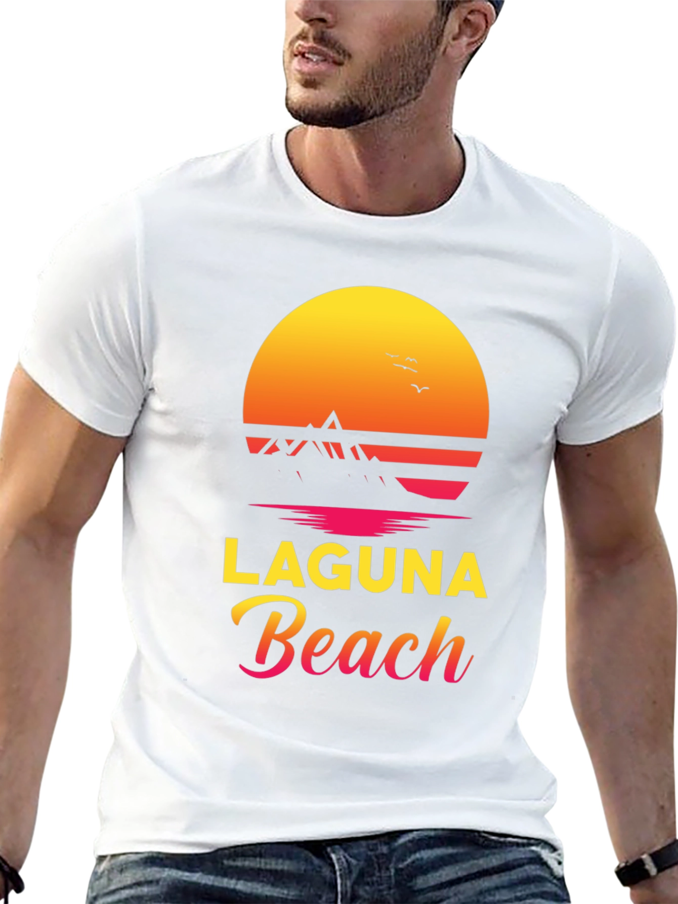 Laguna Beach Graphic Tee - Sunset Design