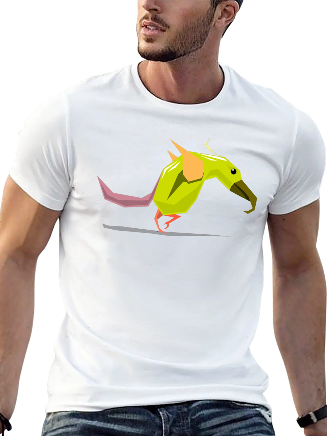 Geometric Bird Graphic Tee - Black