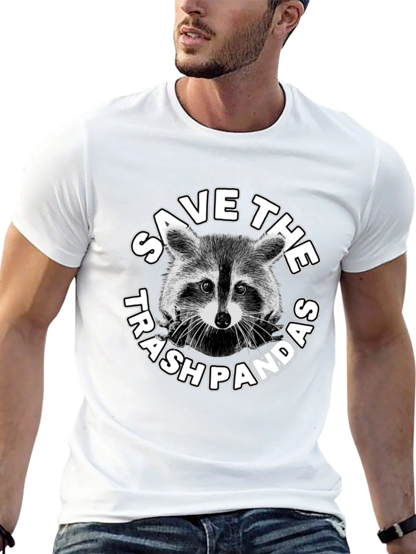 Save The Trash Pandas Graphic T-Shirt - Black