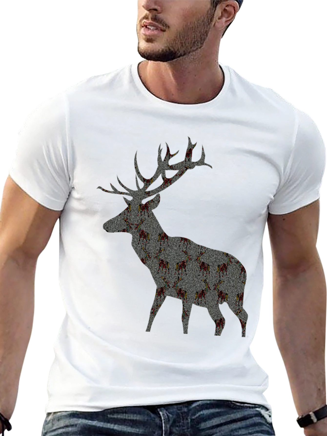 Deer Silhouette Graphic T-Shirt - Black