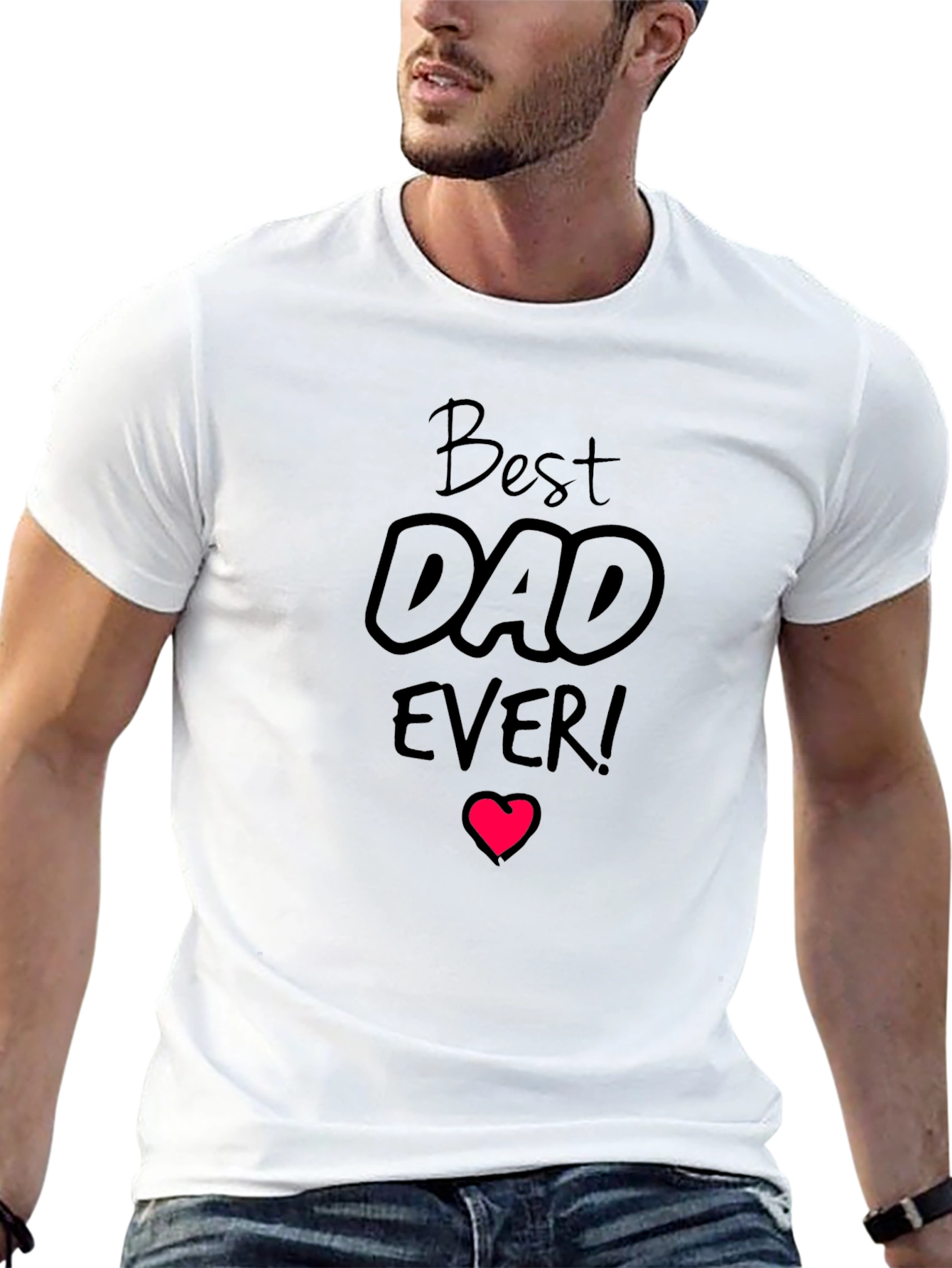 Best Dad Ever Graphic Tee - Black Cotton T-Shirt