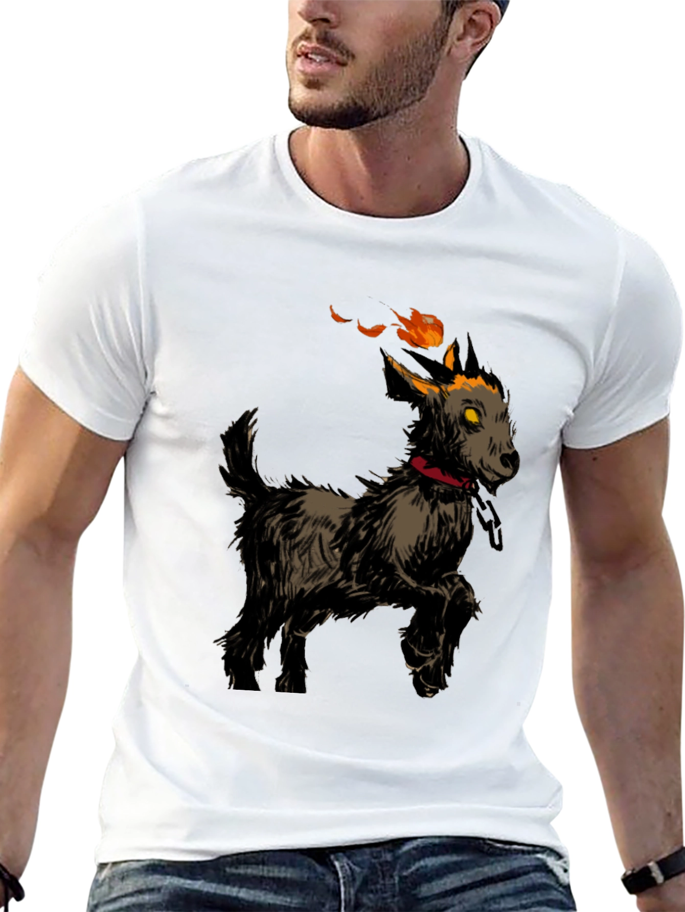 Fiery Goat Graphic Tee - Black Cotton