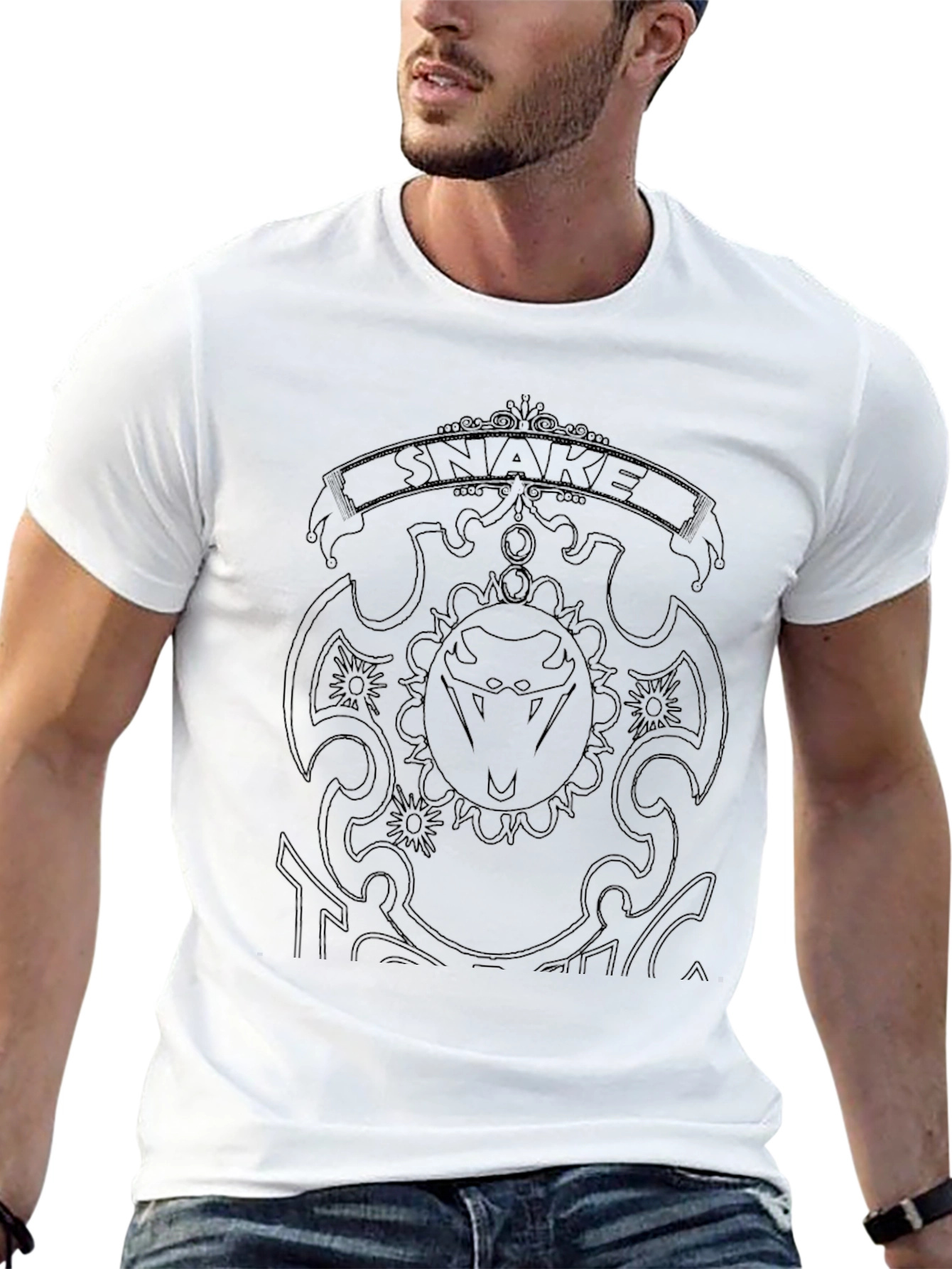 Snake Emblem T-Shirt - Black Cotton Tee