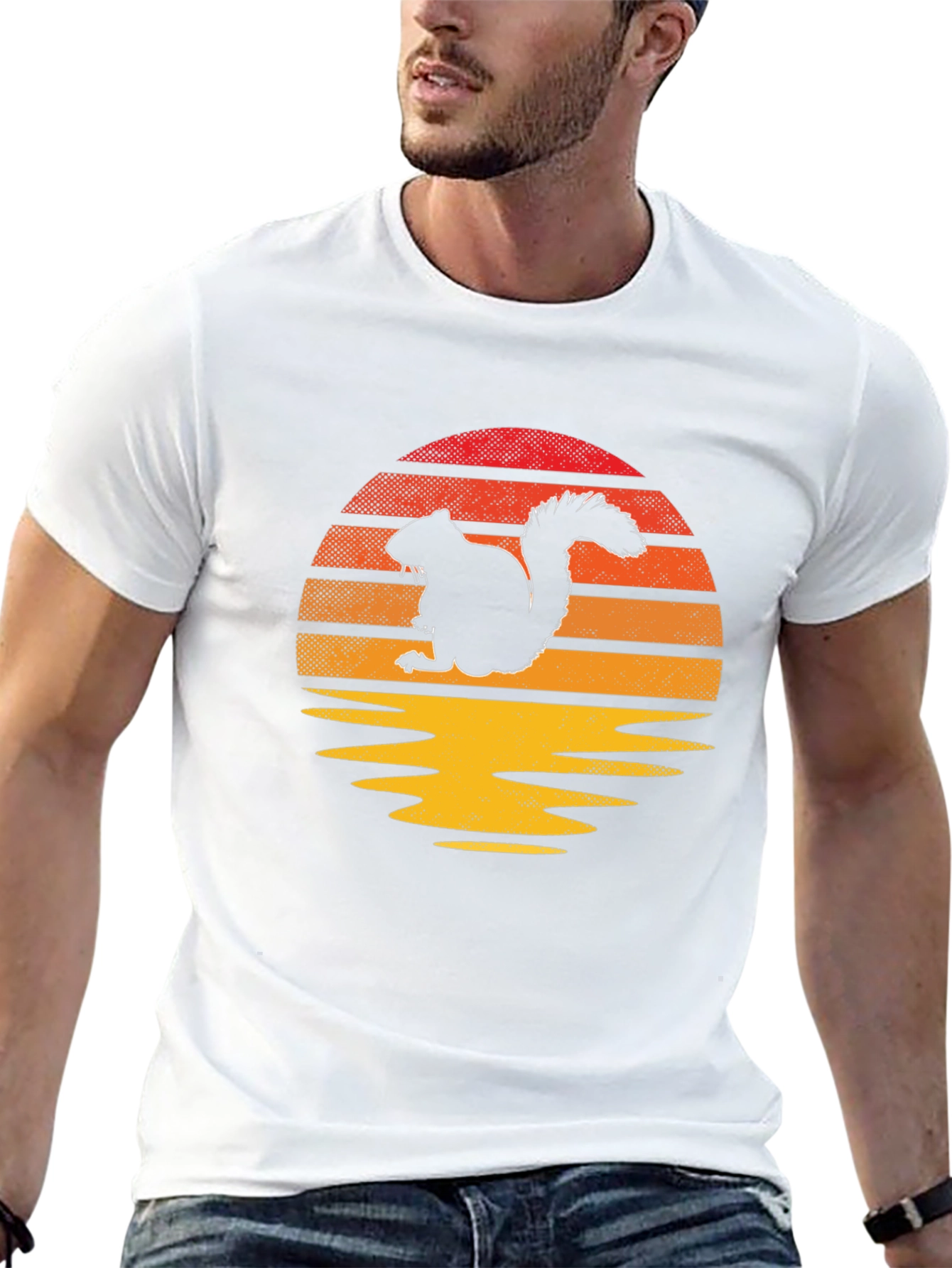 Squirrel Sunset Graphic Tee - Nature Lover Shirt