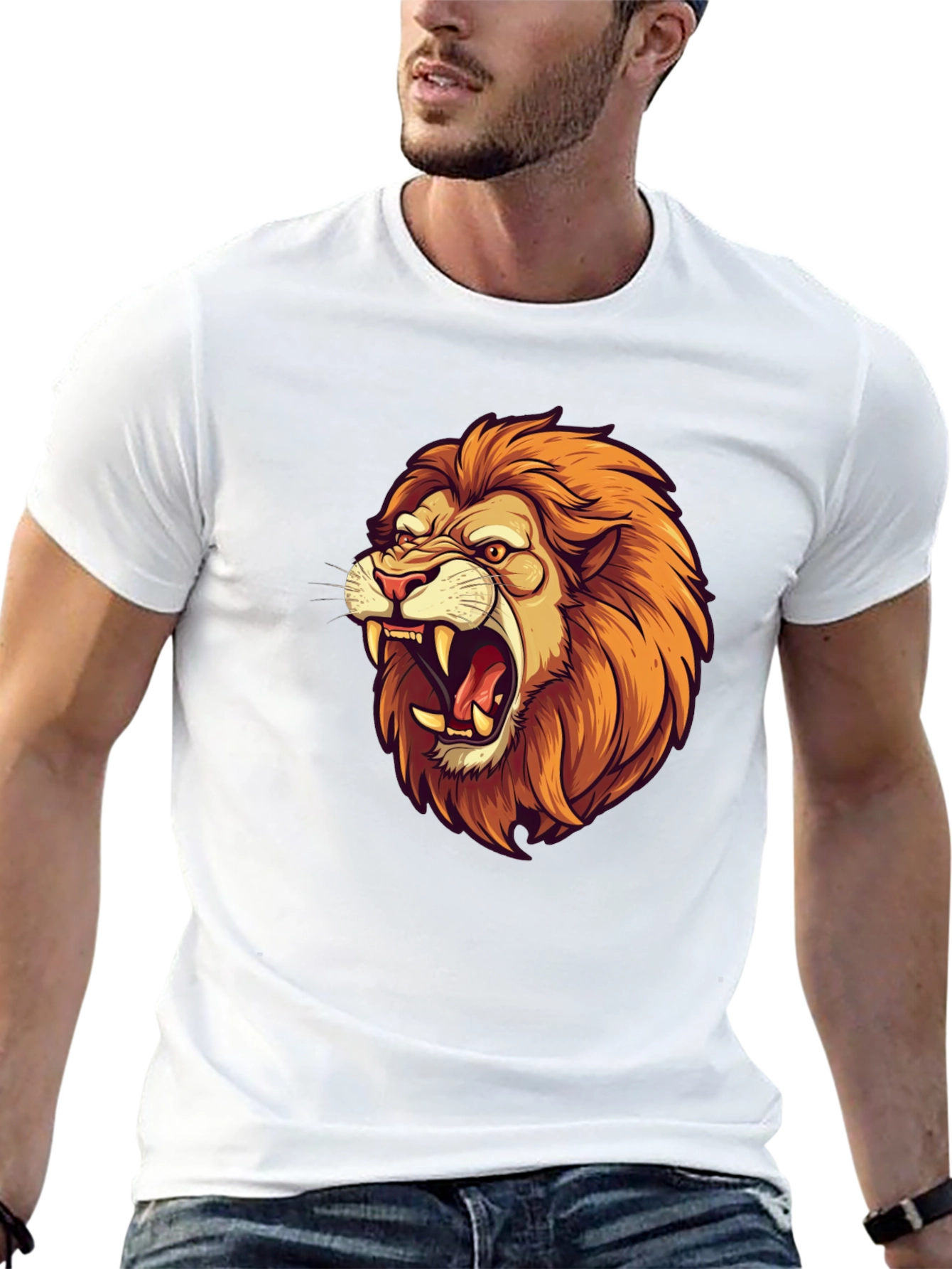 Lion Graphic Black Tee - Fierce Style!
