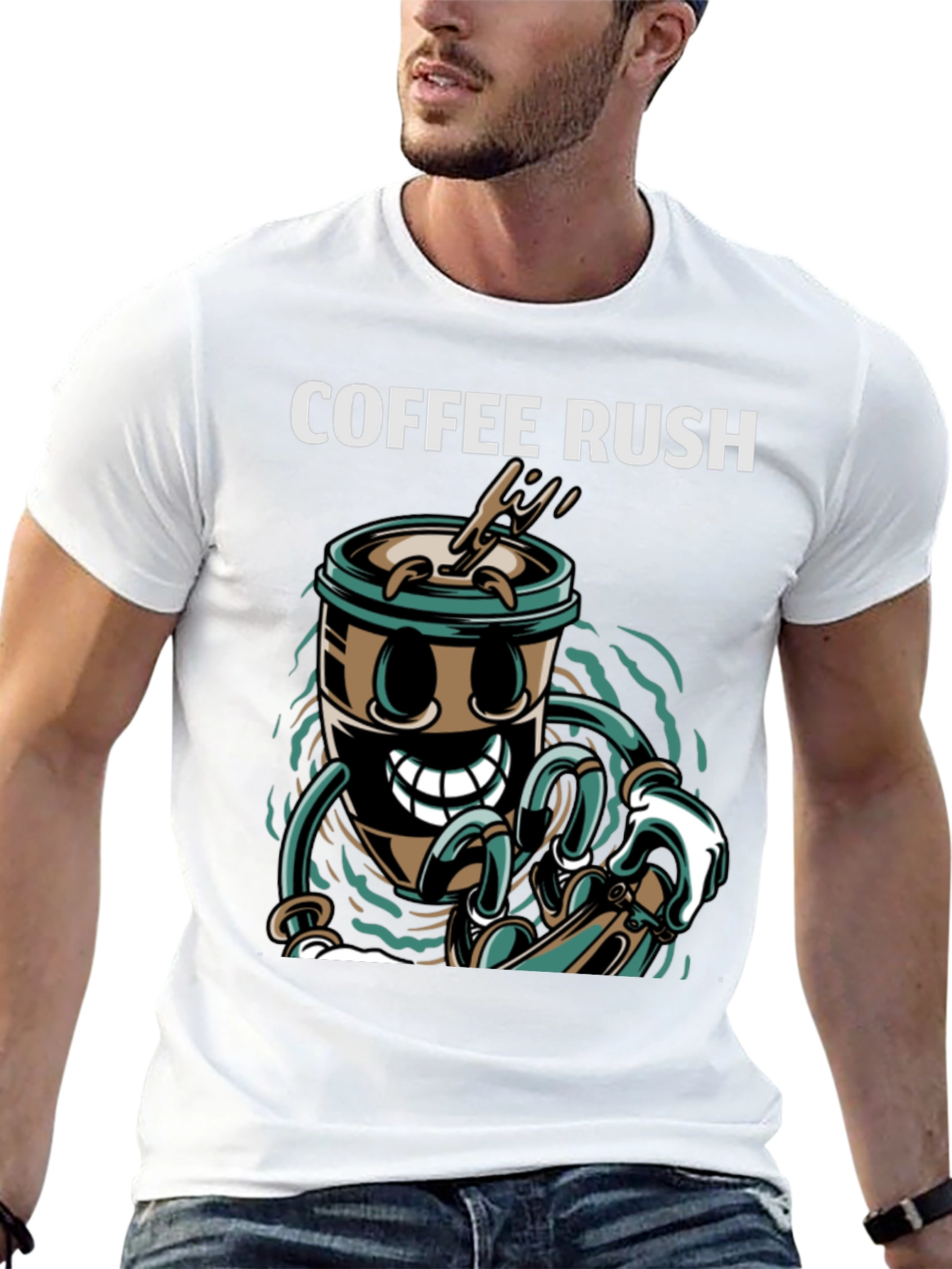 Coffee Rush Graphic T-Shirt - Black
