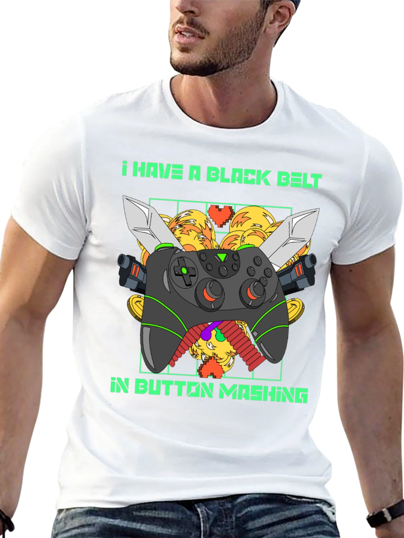 Black Belt Button Mashing Gamer T-Shirt