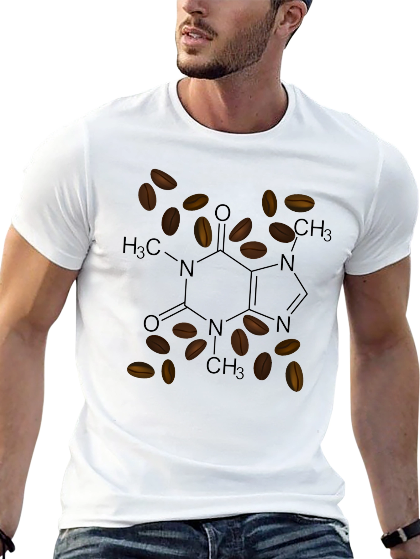Coffee Molecule T-Shirt - Caffeine Structure Tee