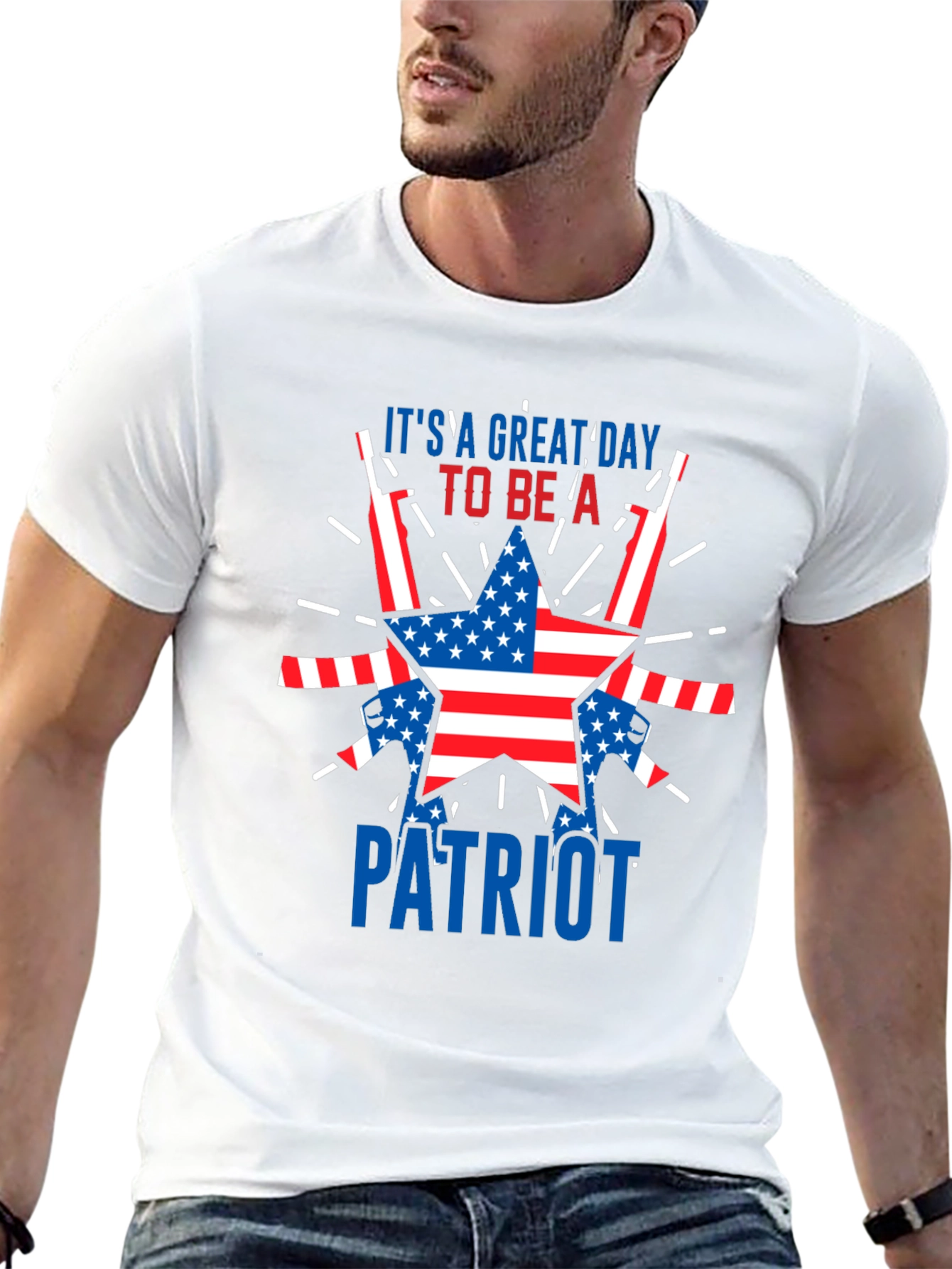 Patriotic USA Flag Star Graphic T-Shirt