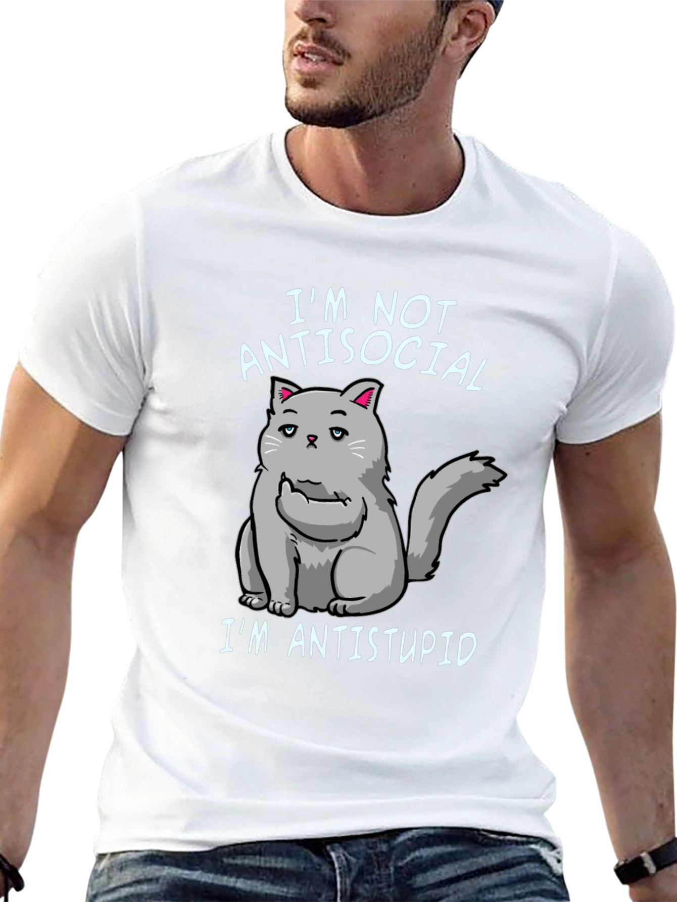 Im Not Antisocial Im Antistupid Cat T-Shirt