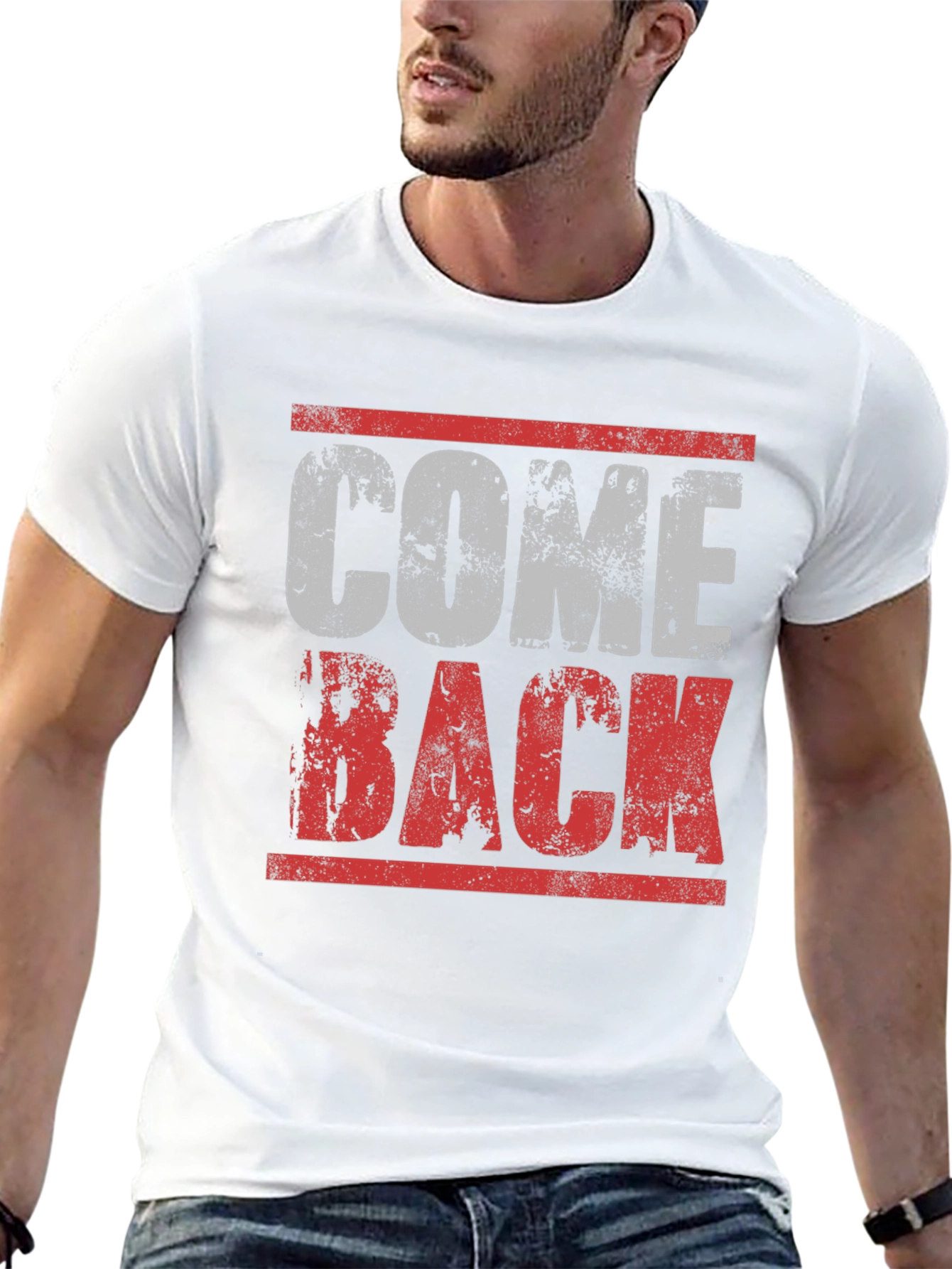 Come Back Graphic Tee - Distressed Print Mens T-Shirt