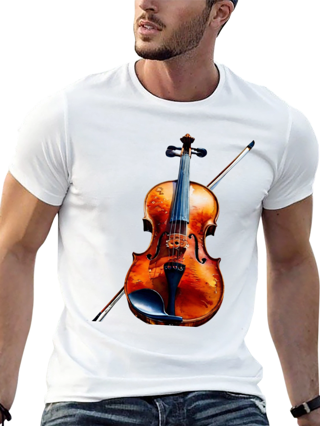 Violin Graphic Tee - Musical Instrument Shirt