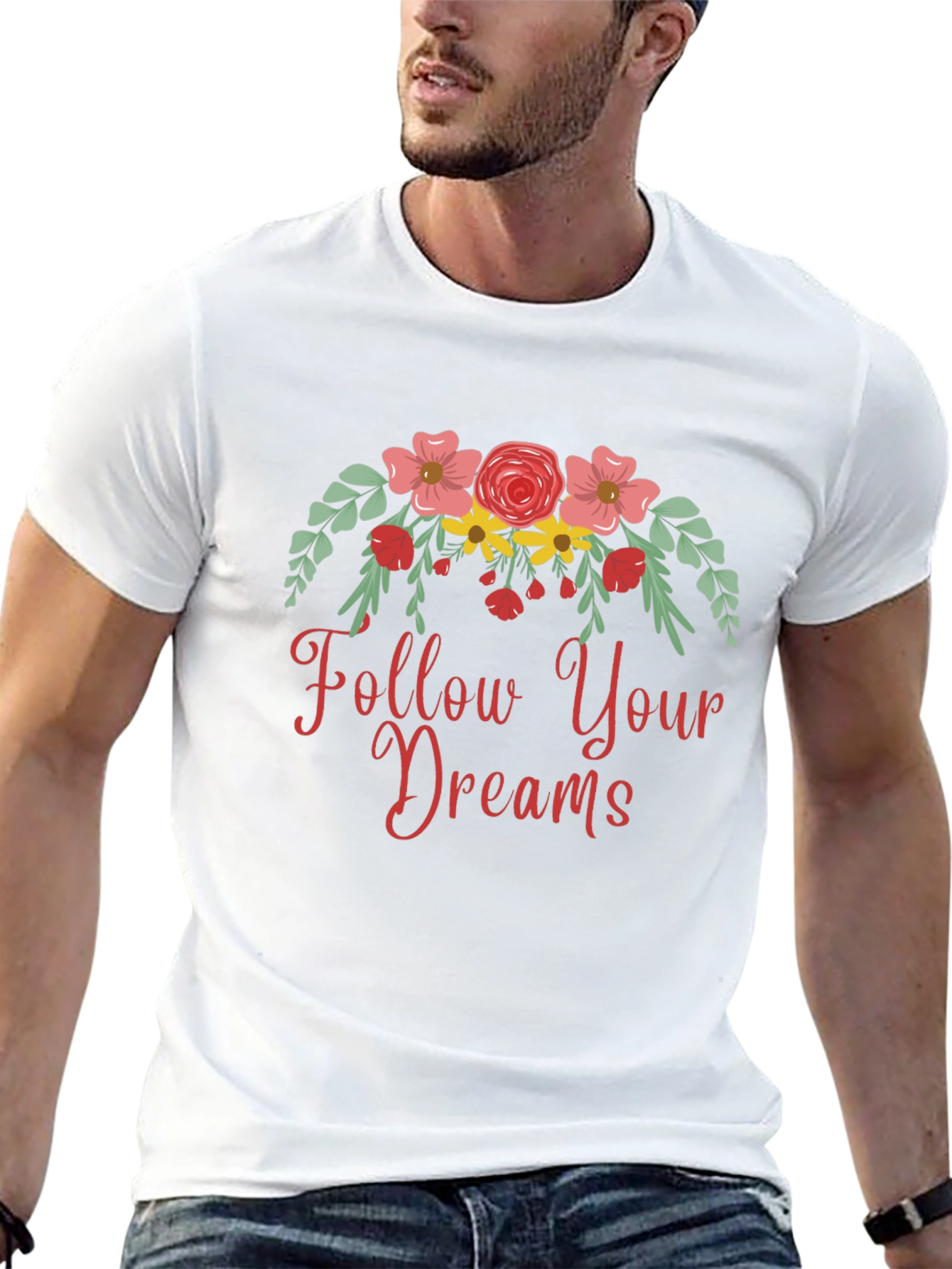 Follow Your Dreams Floral Graphic Tee - Black