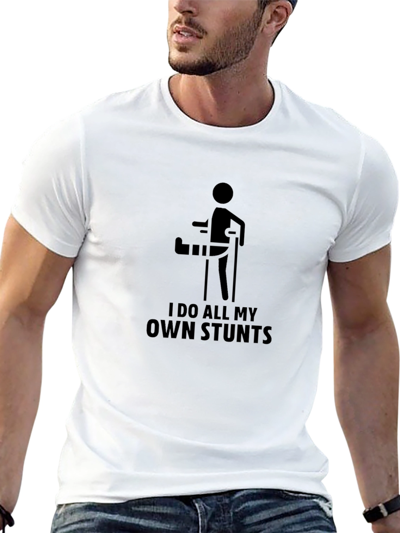 I Do All My Own Stunts Black Graphic Tee